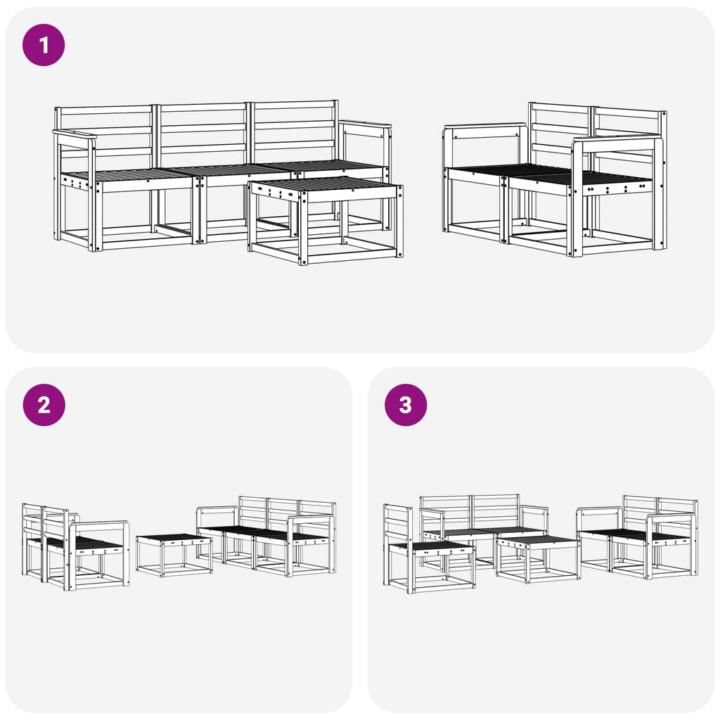 vidaXL Zestaw sof na zewnątrz 6 pcs Biały 59 x 59 x 37 cm