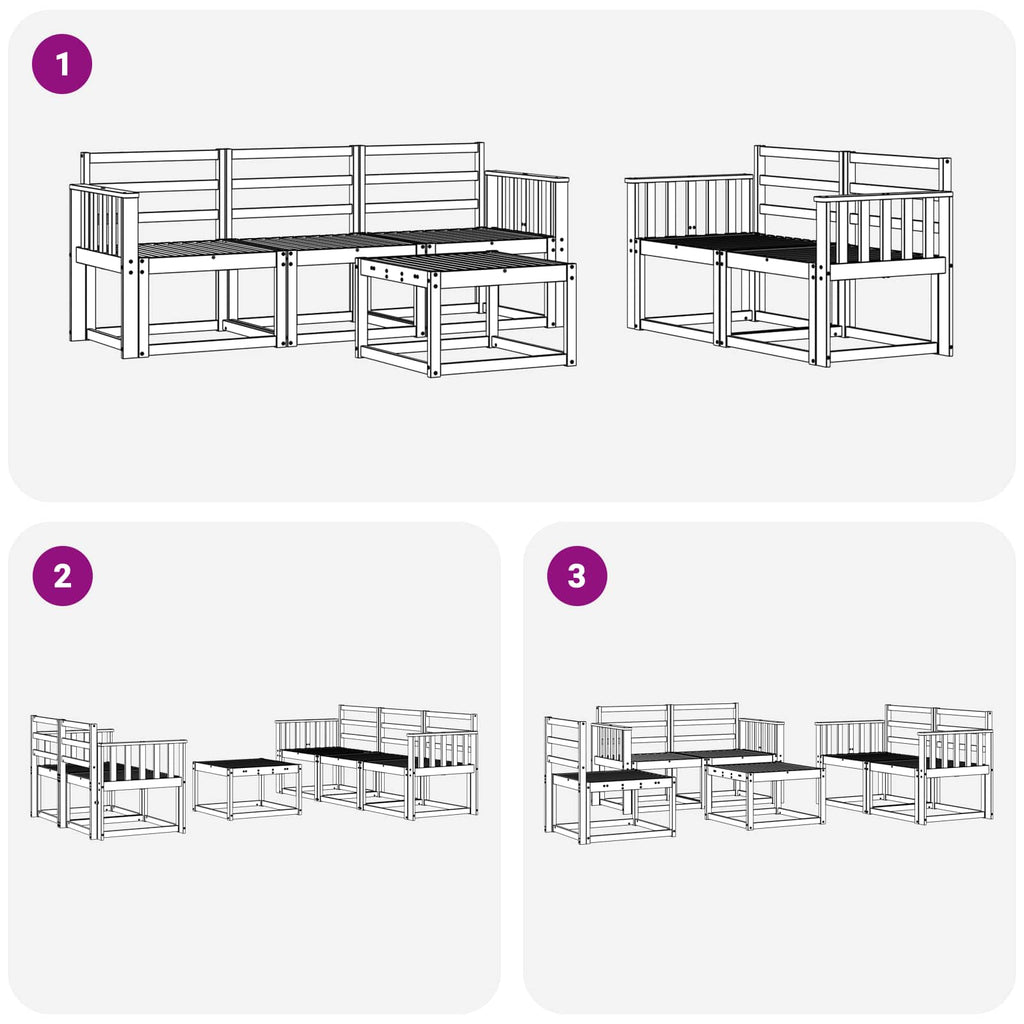 vidaXL Zestaw sof na zewnątrz 6 pcs Biały 59 x 59 x 37 cm