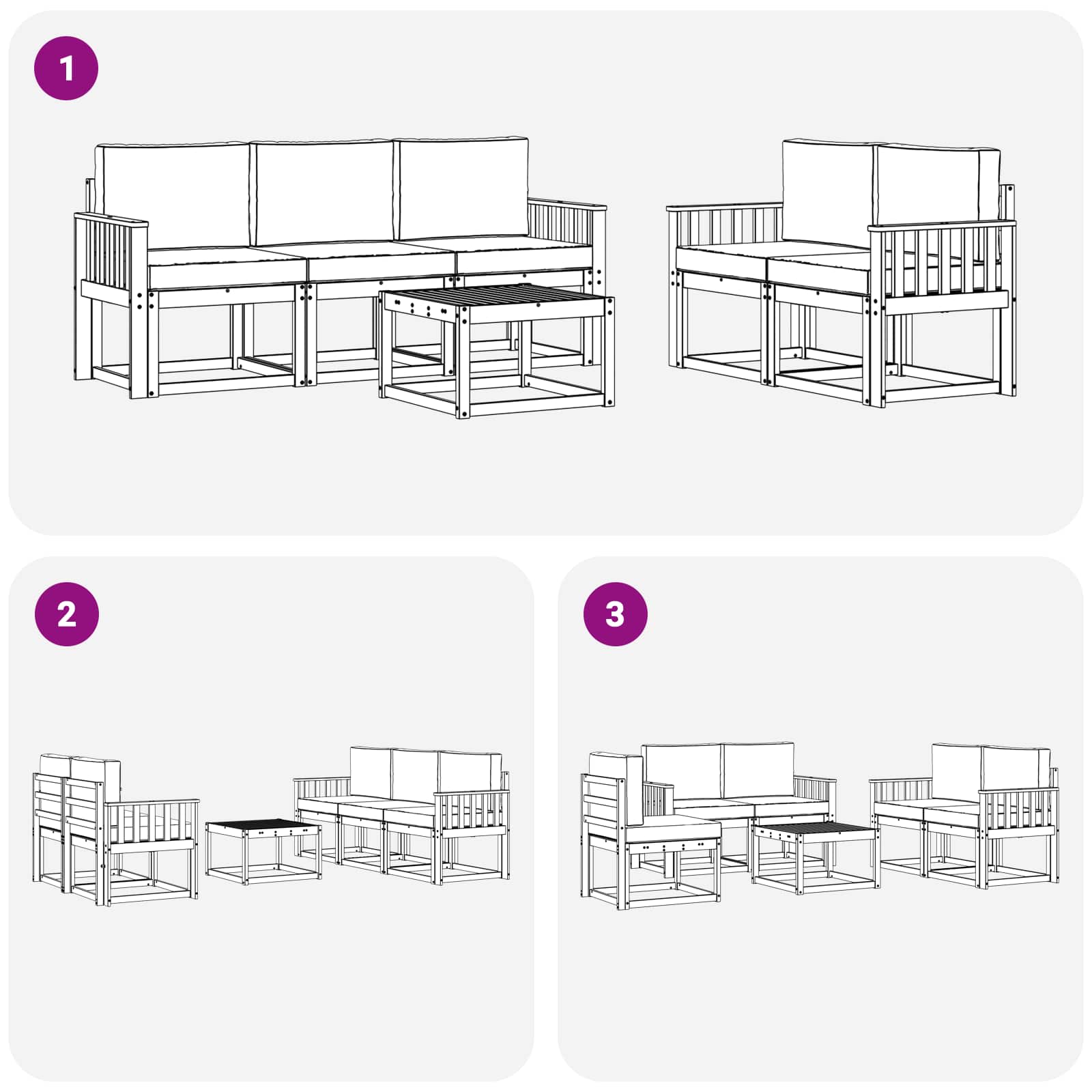 vidaXL Zestaw sof na zewnątrz 6 pcs