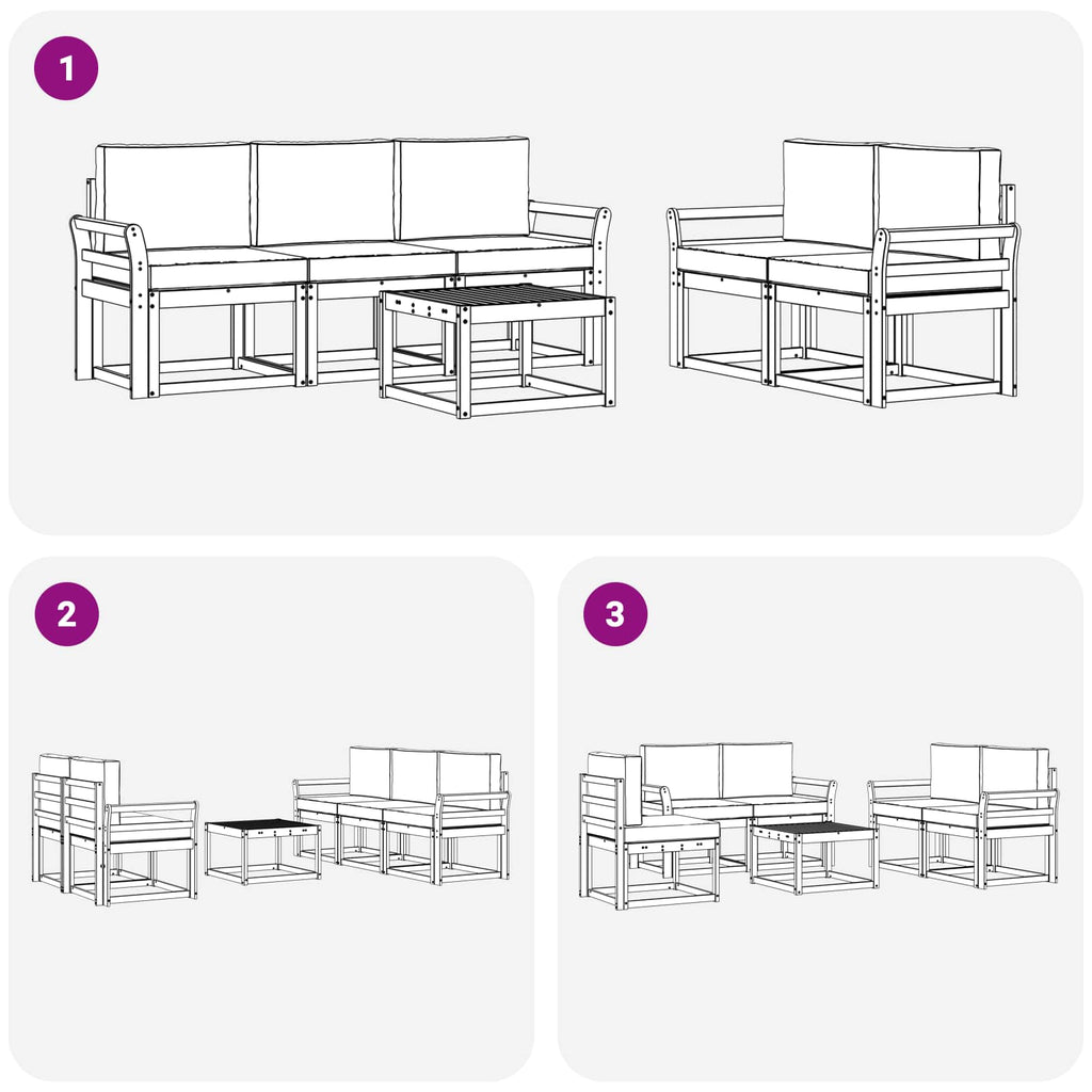 vidaXL Zestaw sof na zewnątrz 6 pcs Biały 59 x 59 x 37 cm