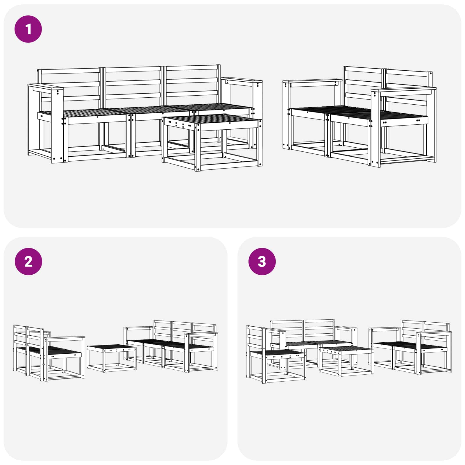 vidaXL Zestaw sof na zewnątrz 6 pcs Biały 59 x 59 x 37 cm