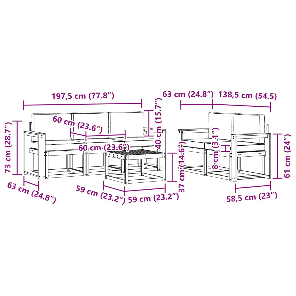 vidaXL Zestaw sof na zewnątrz 6 pcs