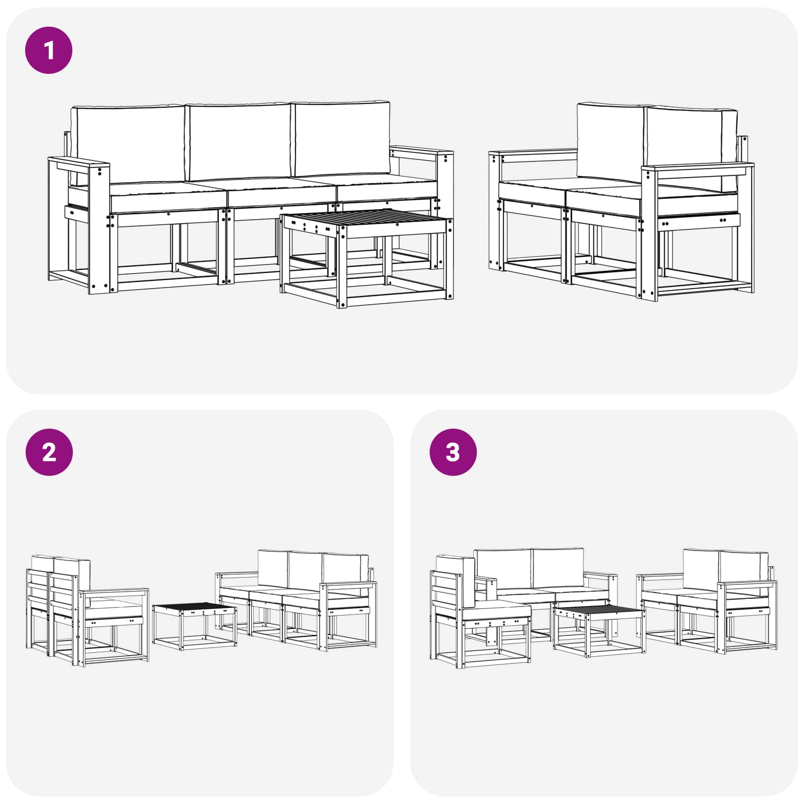 vidaXL Zestaw sof na zewnątrz 6 pcs