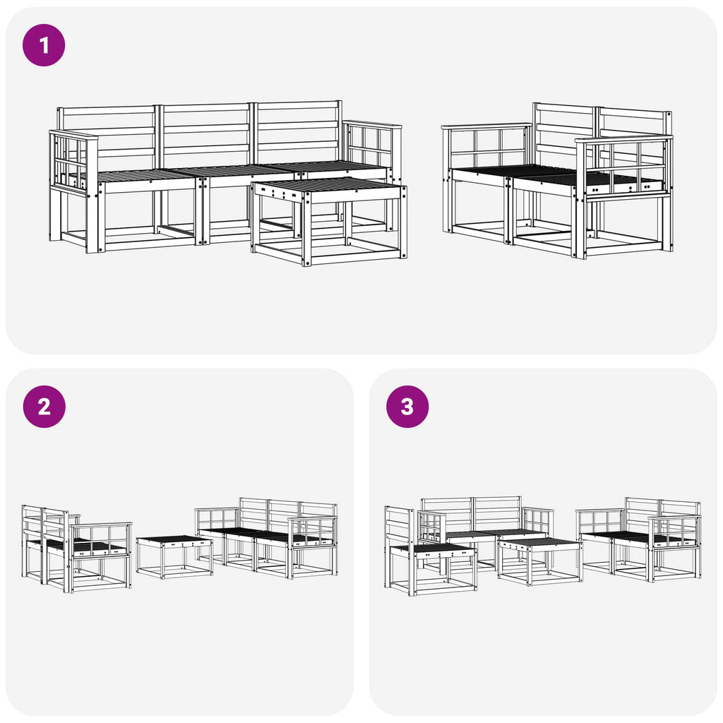 vidaXL Zestaw sof na zewnątrz 6 pcs Biały 59 x 59 x 37 cm
