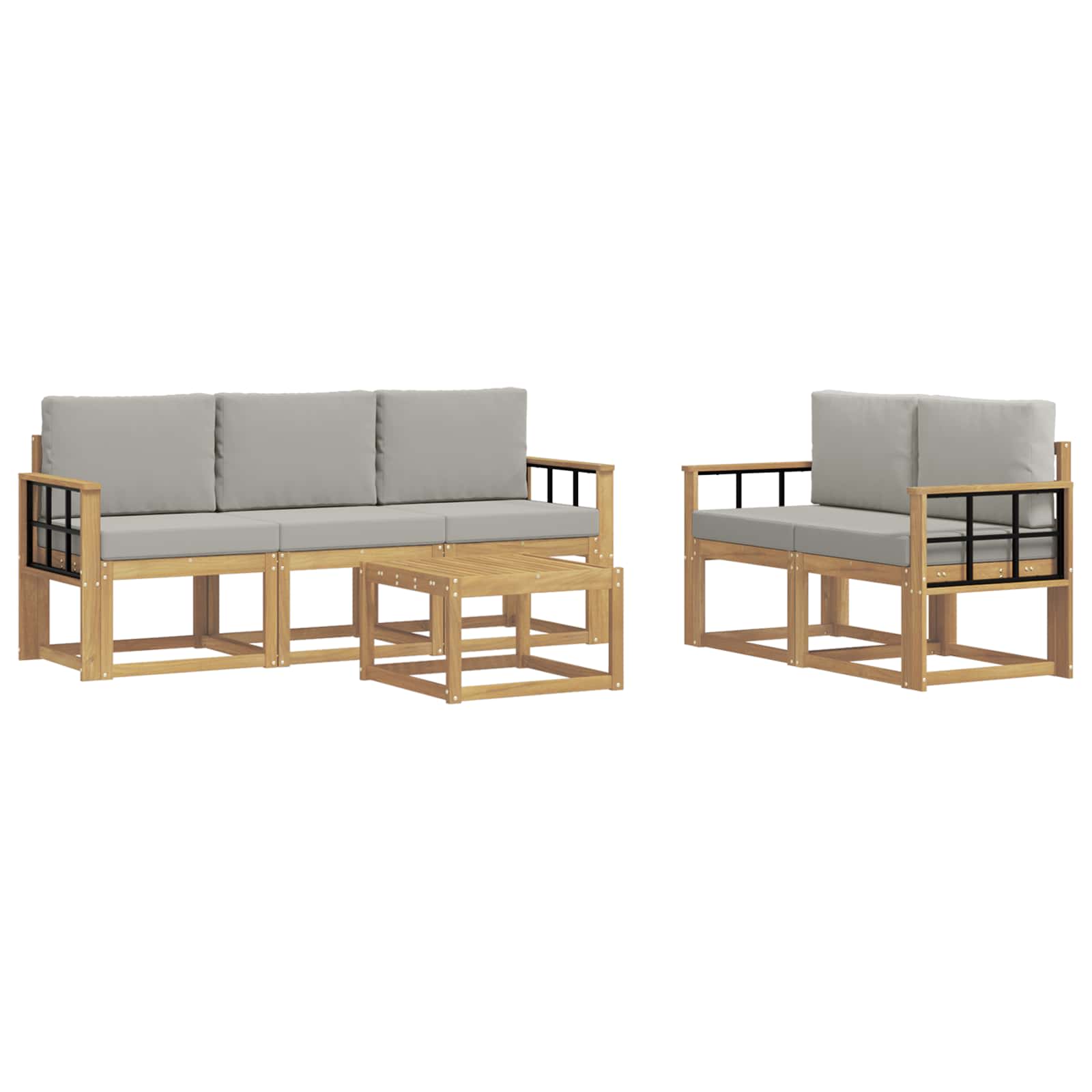 vidaXL Zestaw sof na zewnątrz 6 pcs Biały i jasnoszary 59 x 59 x 37 cm