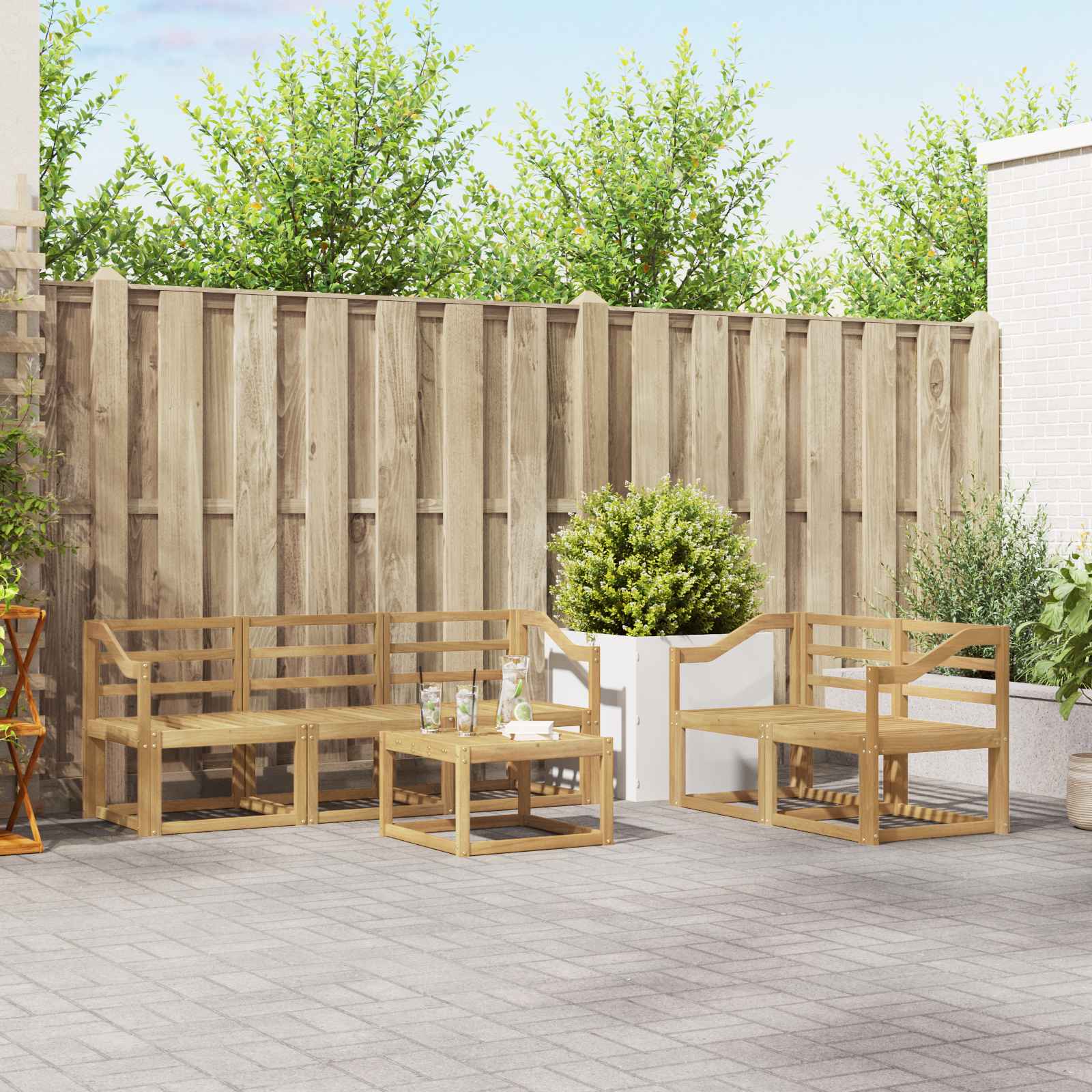 vidaXL Zestaw sof na zewnątrz 6 pcs Biały 59 x 59 x 37 cm