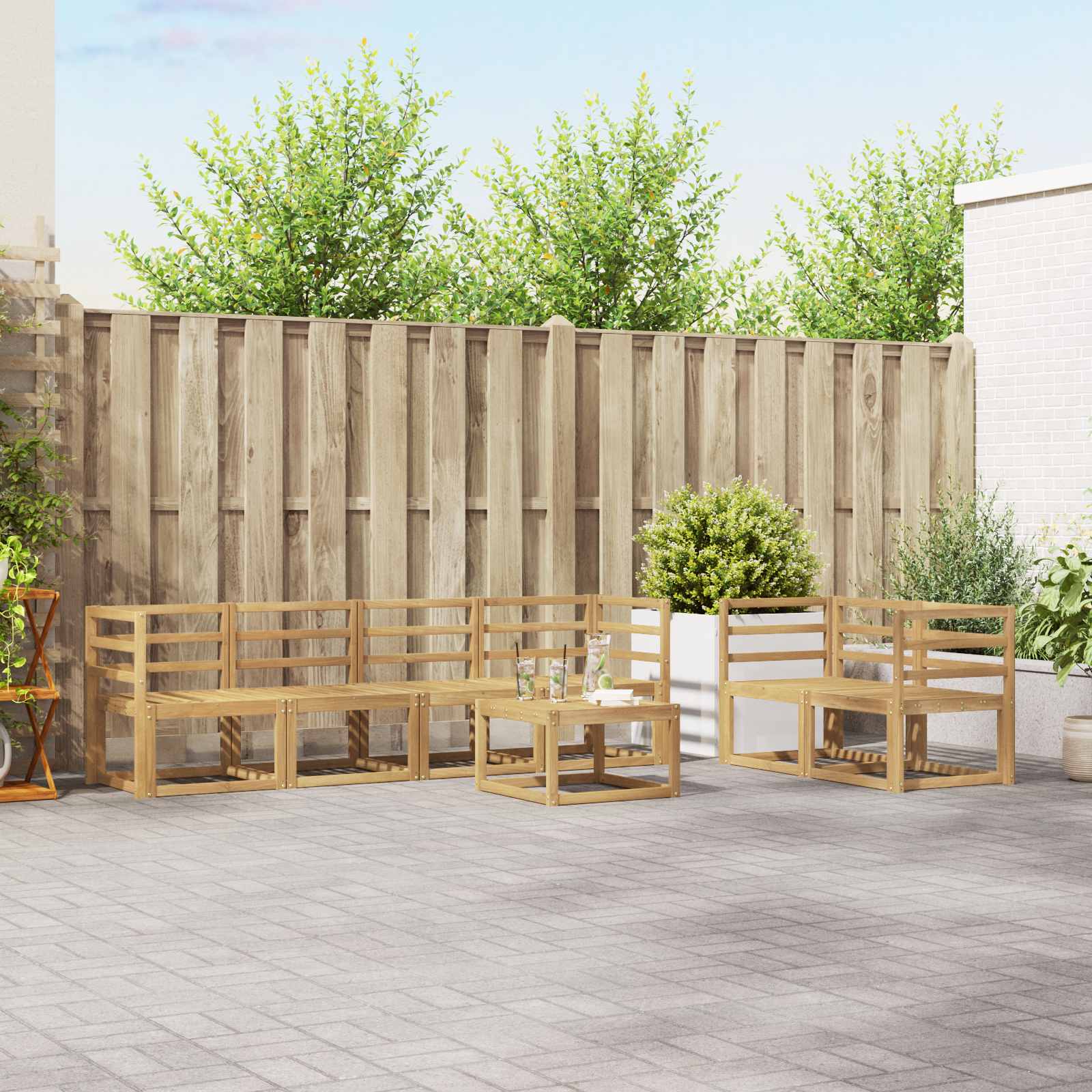 vidaXL Zestaw sof na zewnątrz 7 pcs Biały 59 x 59 x 37 cm
