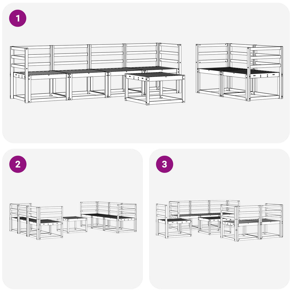 vidaXL Zestaw sof na zewnątrz 7 pcs Biały 59 x 59 x 37 cm