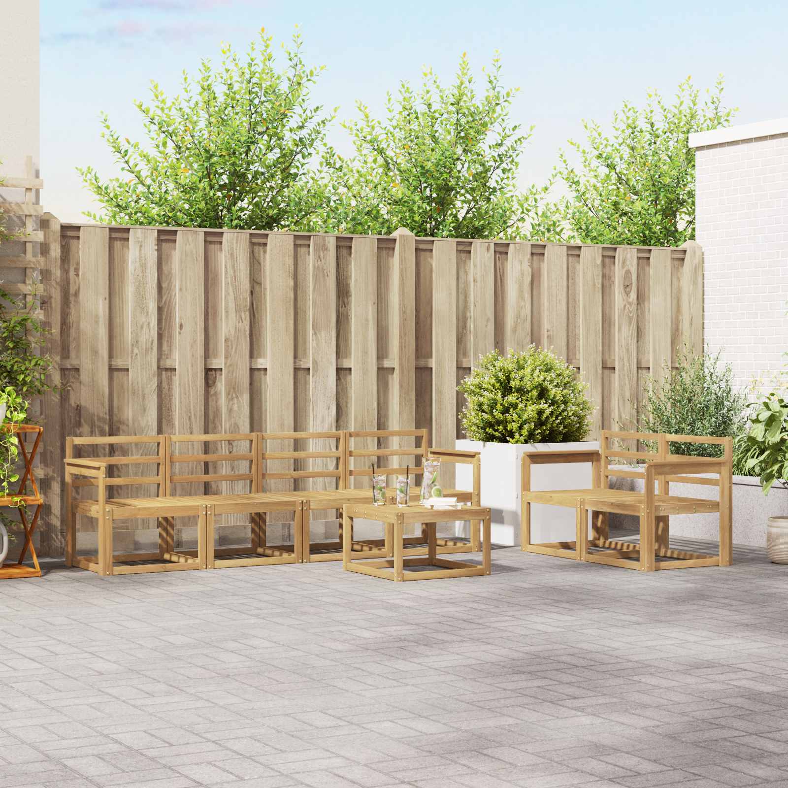 vidaXL Zestaw sof na zewnątrz 7 pcs Biały 59 x 59 x 37 cm