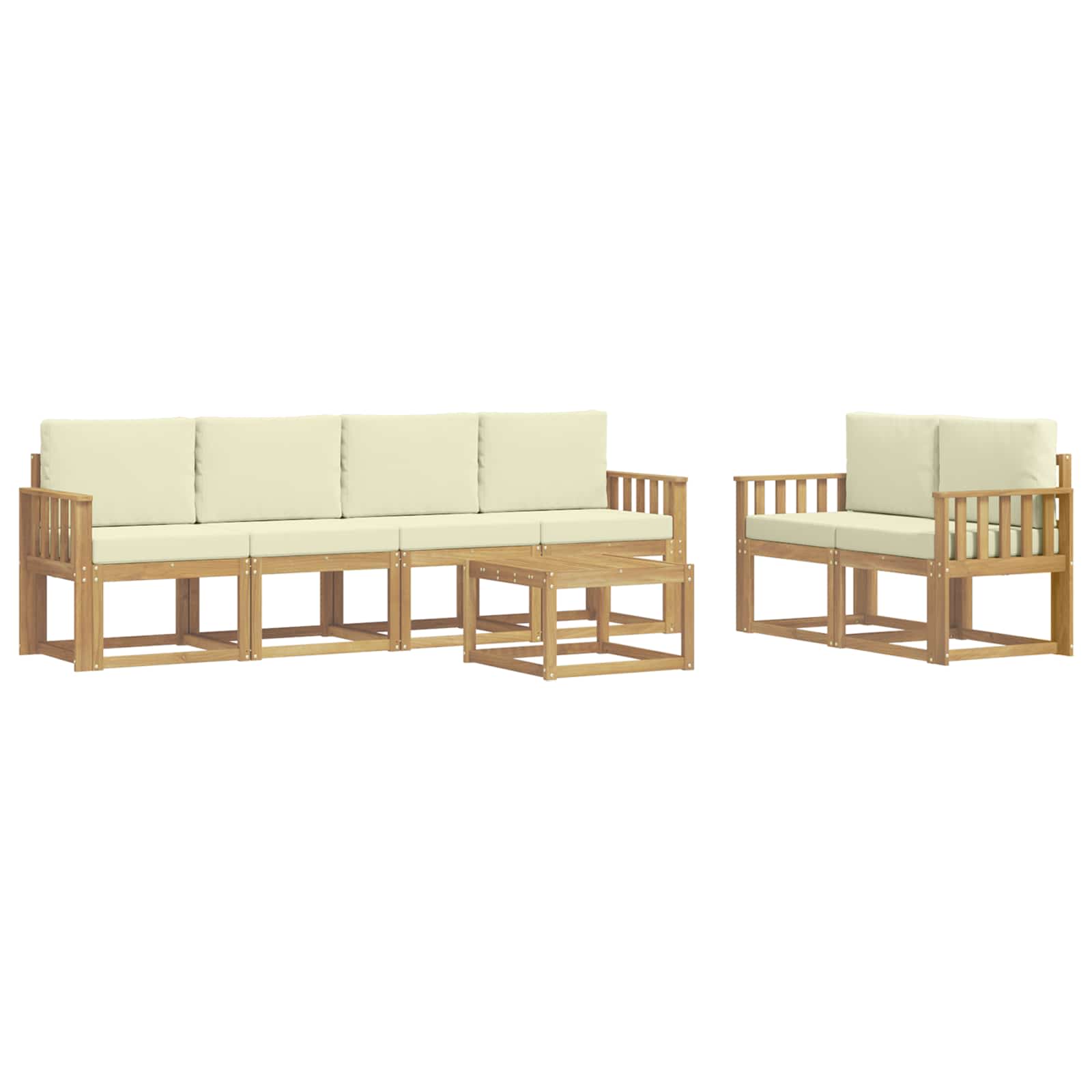 vidaXL Zestaw sof na zewnątrz z poduszką 7 pcs Biały i kremowy
