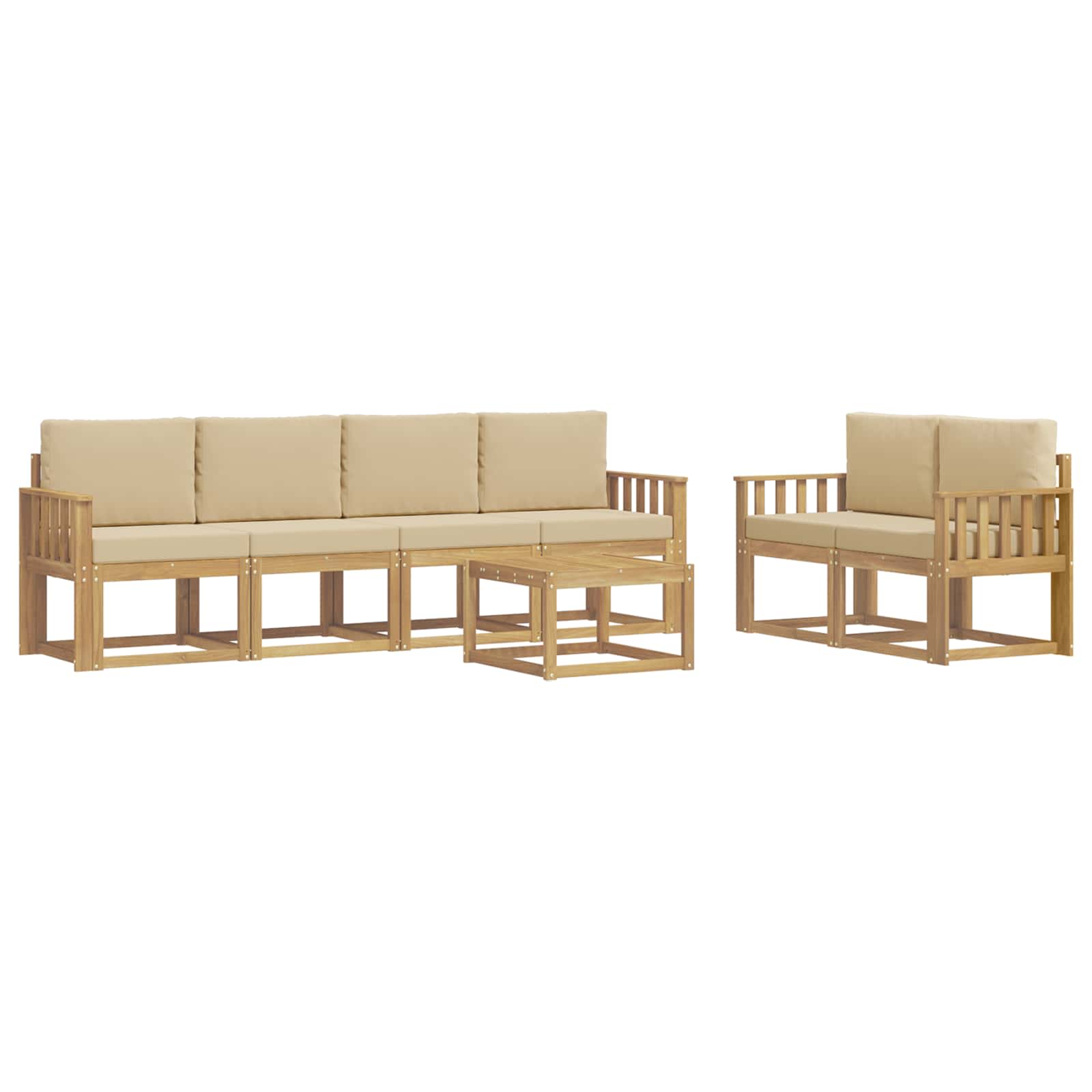 vidaXL Zestaw sof na zewnątrz z poduszką 7 pcs Biały i Beżowy