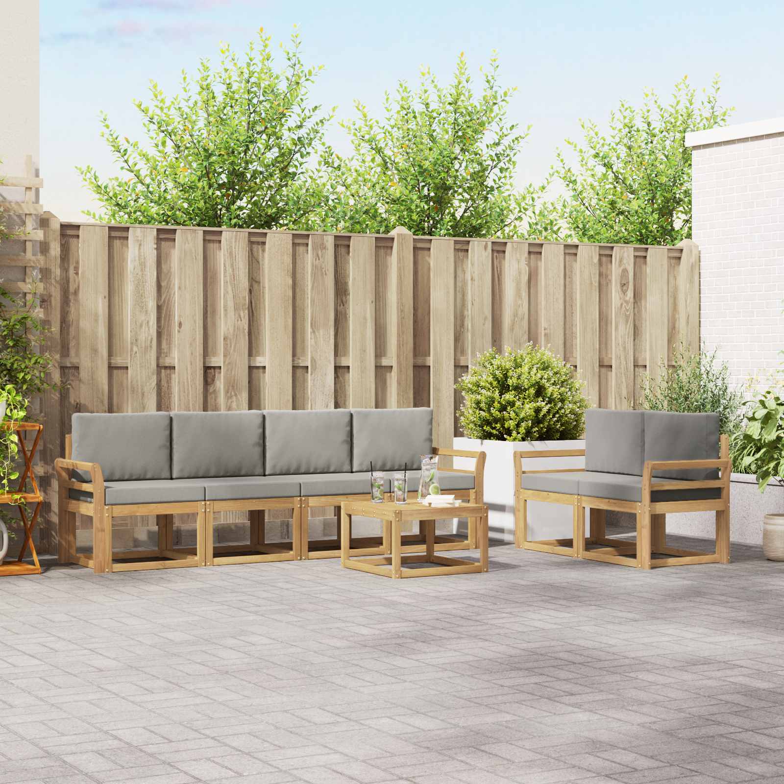 vidaXL Zestaw sof na zewnątrz 7 pcs Biały i jasnoszary 59 x 59 x 37 cm