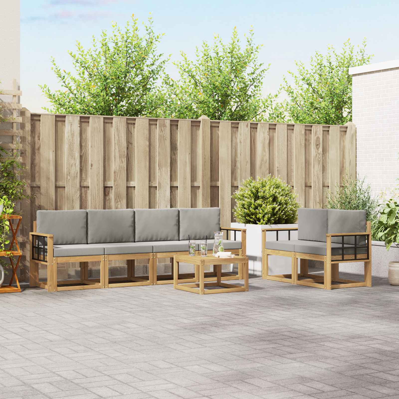 vidaXL Zestaw sof na zewnątrz 7 pcs Biały i jasnoszary 59 x 59 x 37 cm