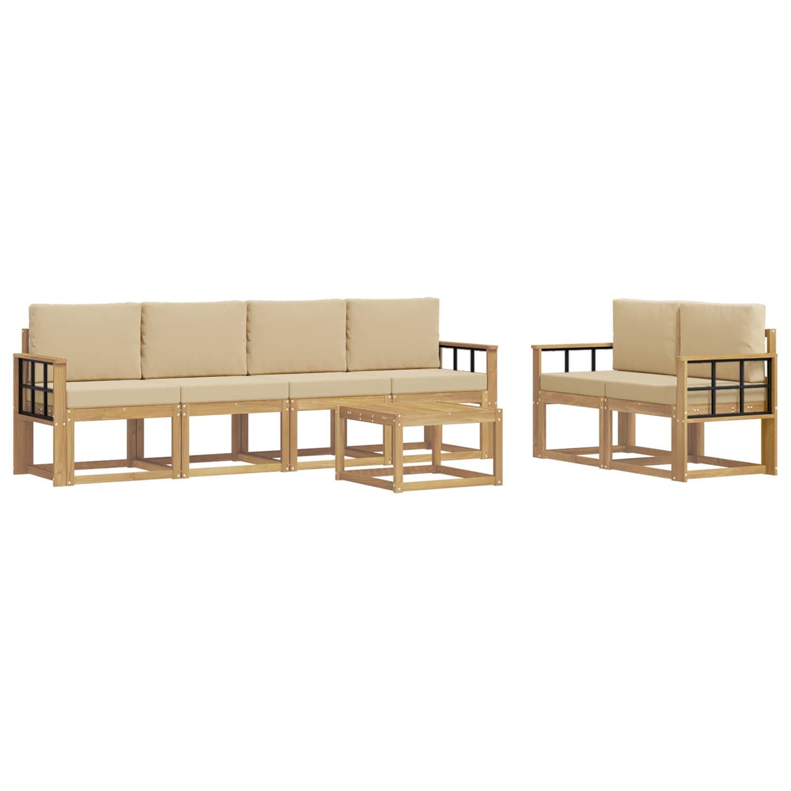 vidaXL Zestaw sof na zewnątrz z poduszką 7 pcs Biały i Beżowy