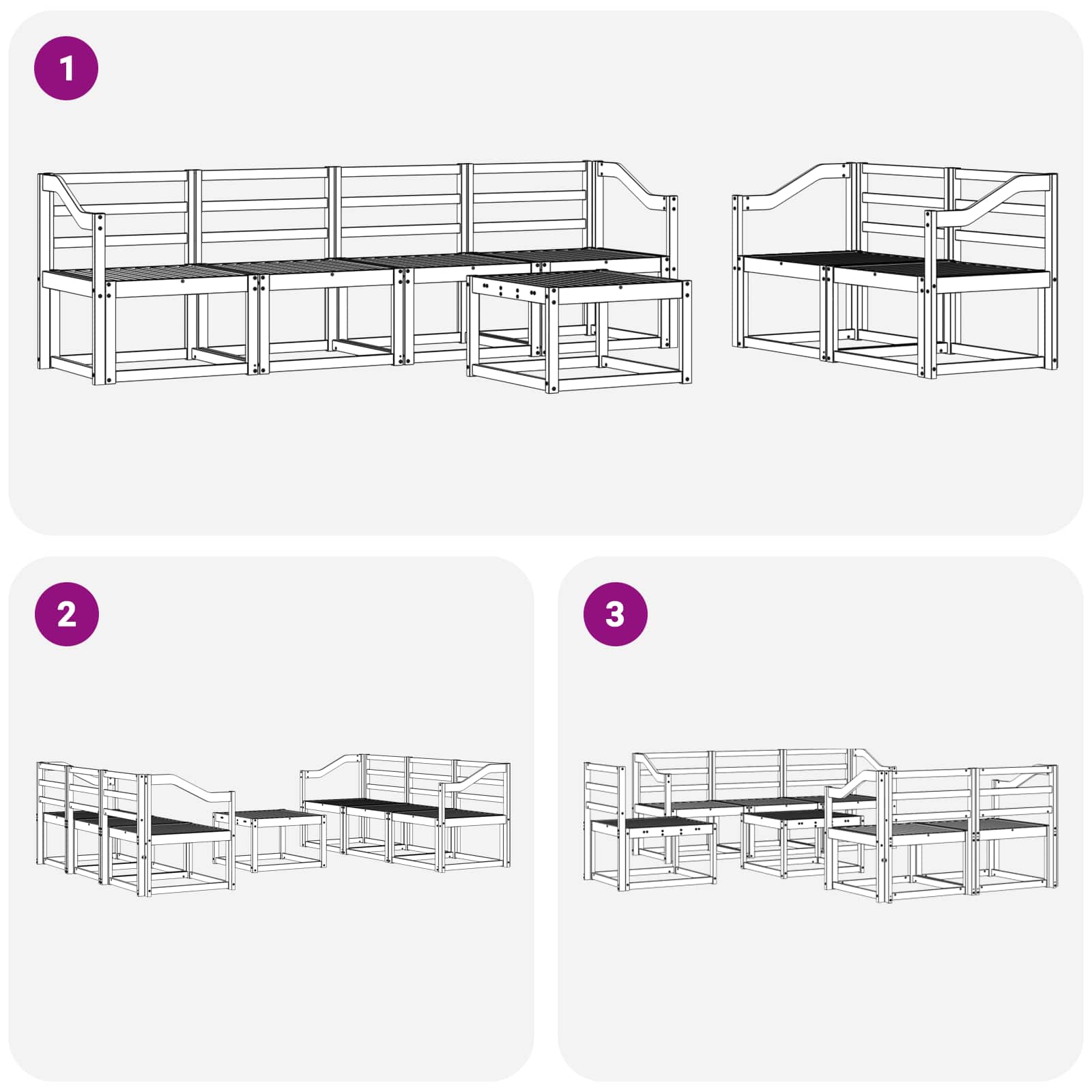 vidaXL Zestaw sof na zewnątrz 7 pcs Biały 59 x 59 x 37 cm