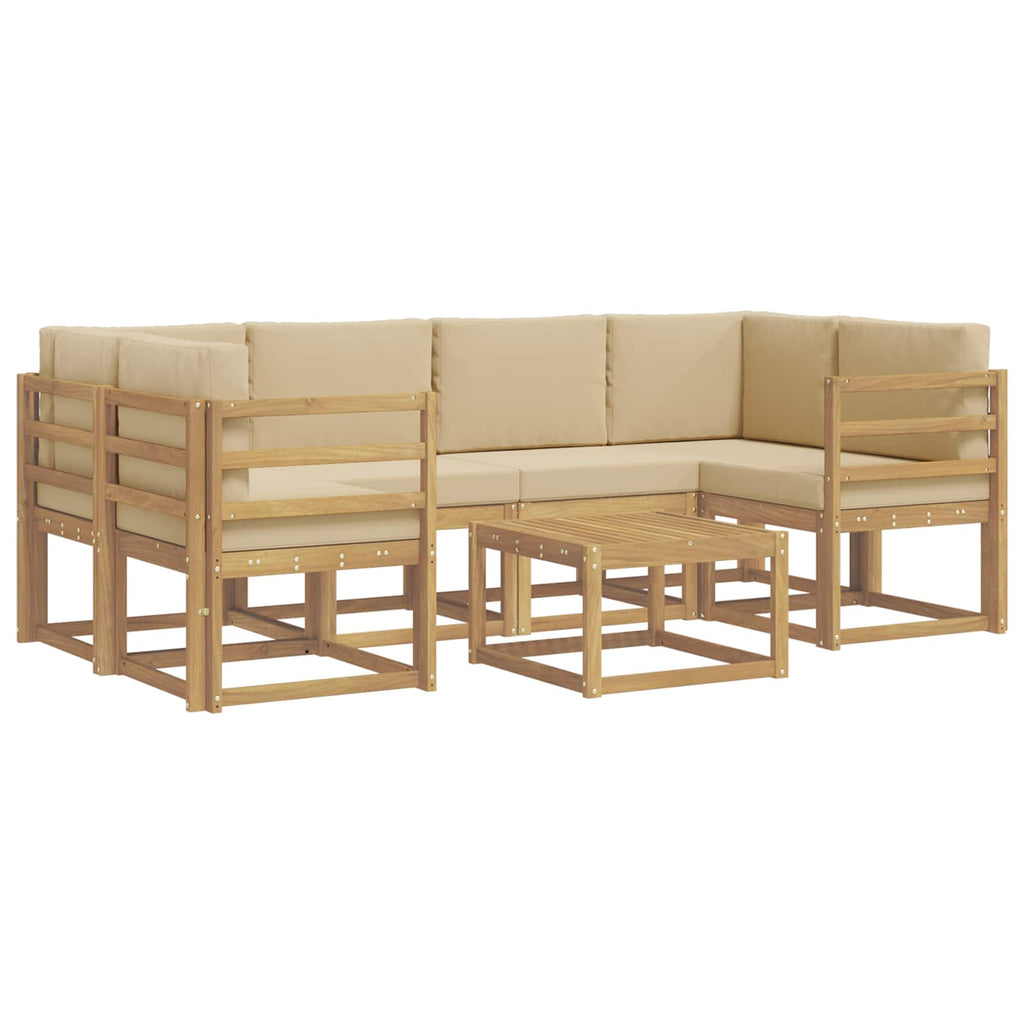 vidaXL Zestaw sof na zewnątrz z poduszką 7 pcs Biały i Beżowy