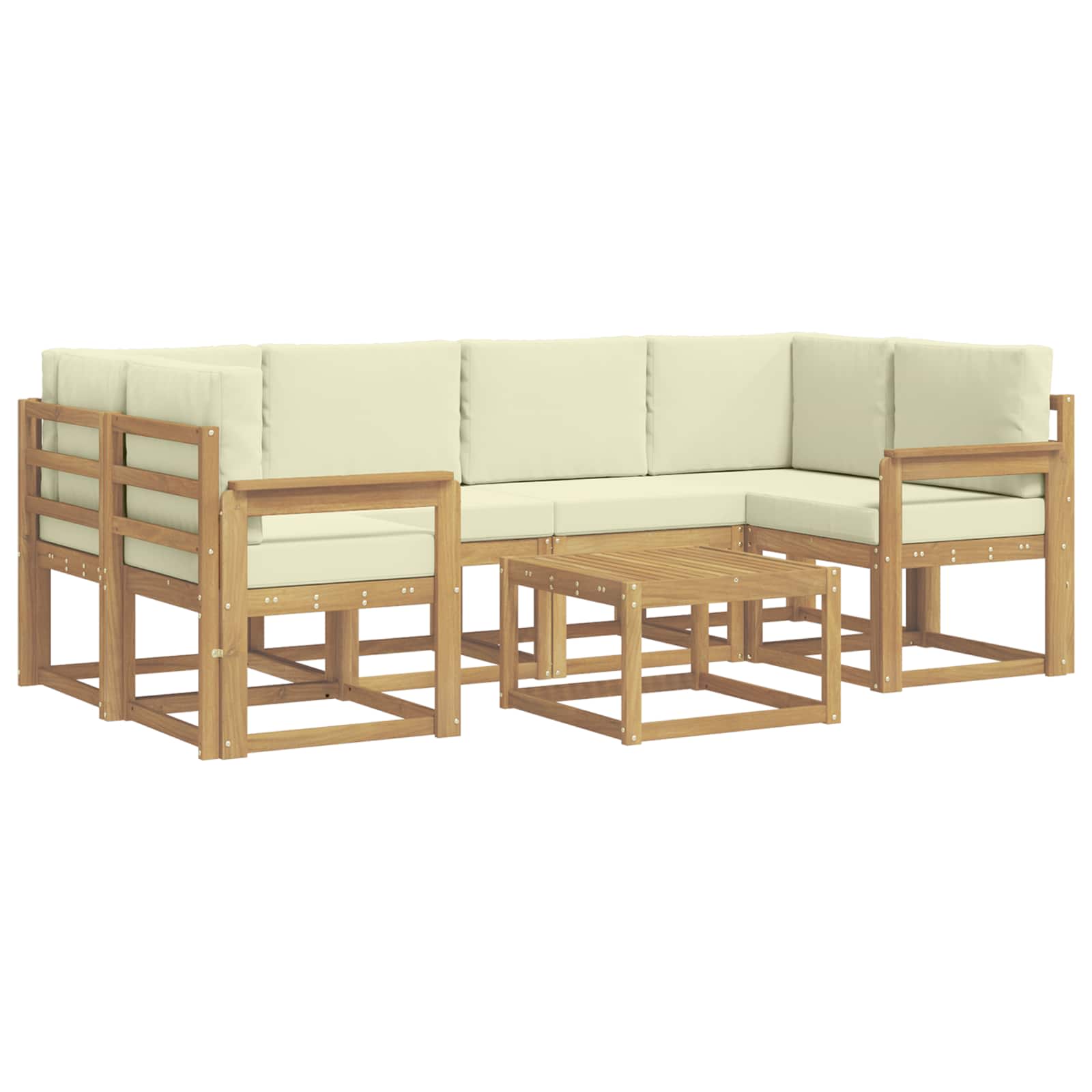 vidaXL Zestaw sof na zewnątrz z poduszką 7 pcs Biały i kremowy