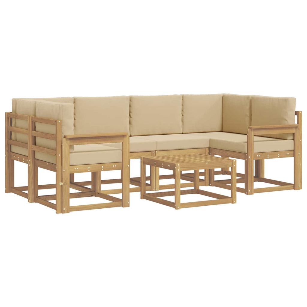 vidaXL Zestaw sof na zewnątrz z poduszką 7 pcs Biały i Beżowy
