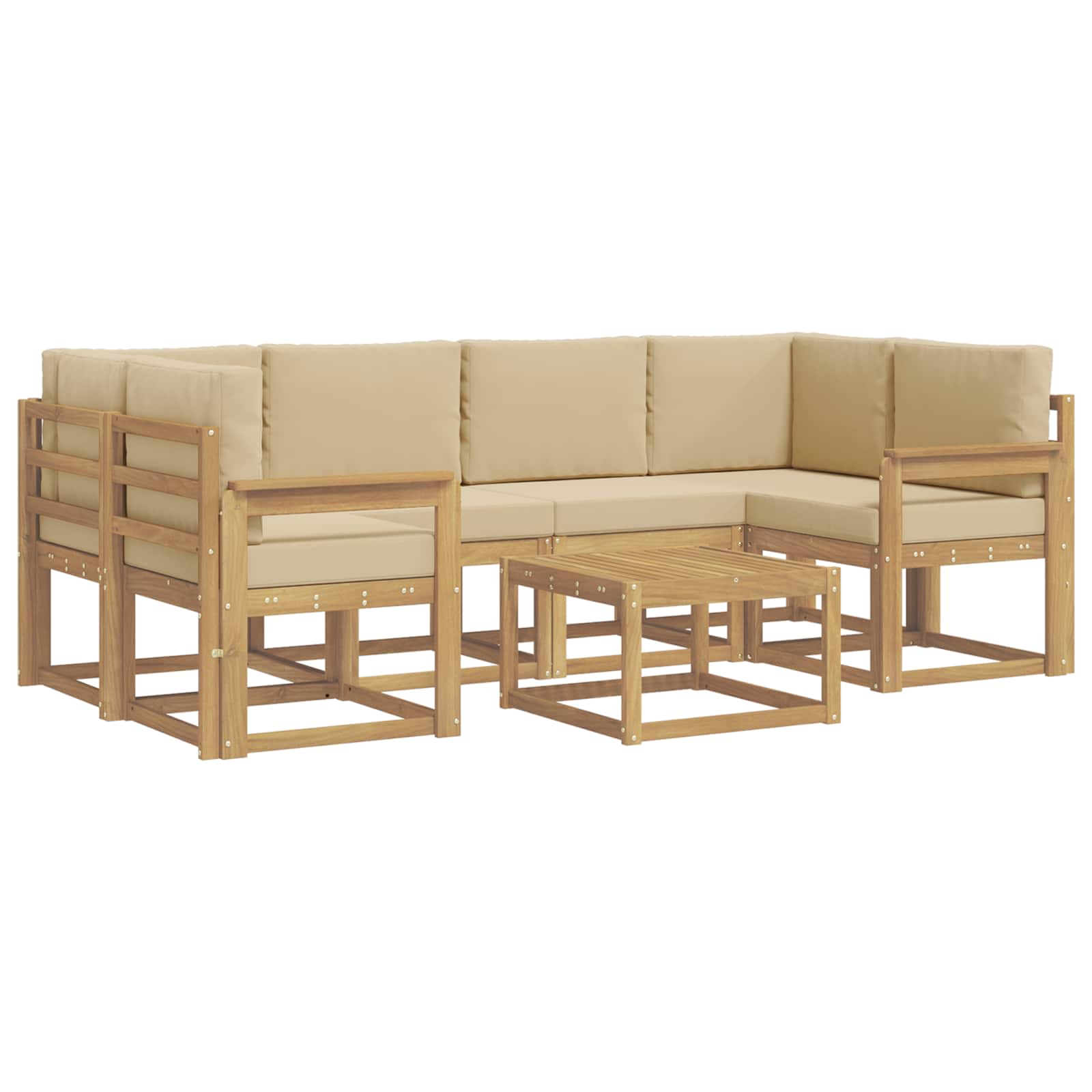 vidaXL Zestaw sof na zewnątrz z poduszką 7 pcs Biały i Beżowy