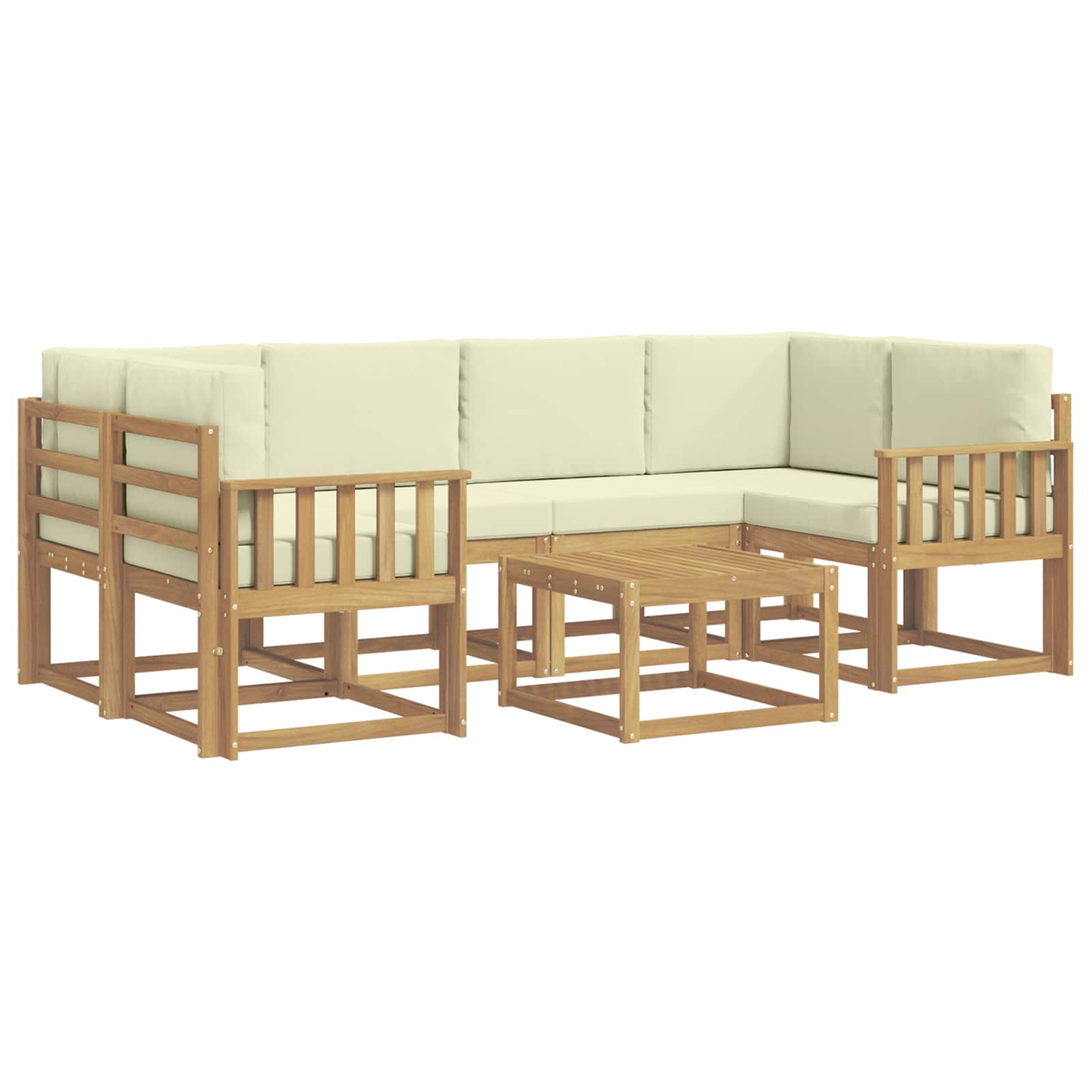 vidaXL Zestaw sof na zewnątrz z poduszką 7 pcs Biały i kremowy