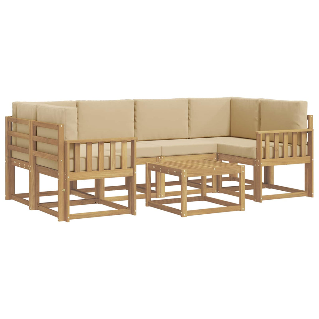 vidaXL Zestaw sof na zewnątrz z poduszką 7 pcs Biały i Beżowy