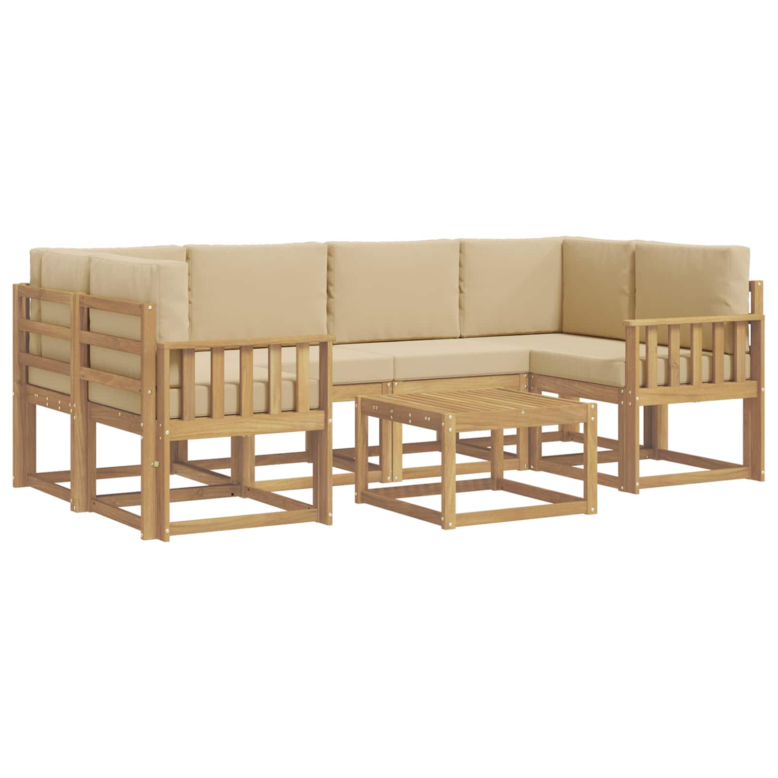 vidaXL Zestaw sof na zewnątrz z poduszką 7 pcs Biały i Beżowy