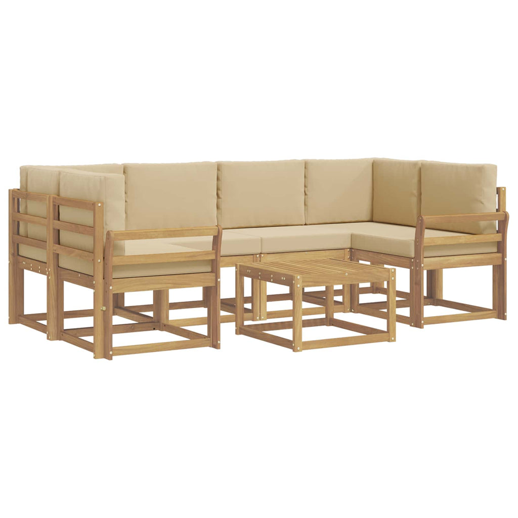vidaXL Zestaw sof na zewnątrz z poduszką 7 pcs Biały i Beżowy