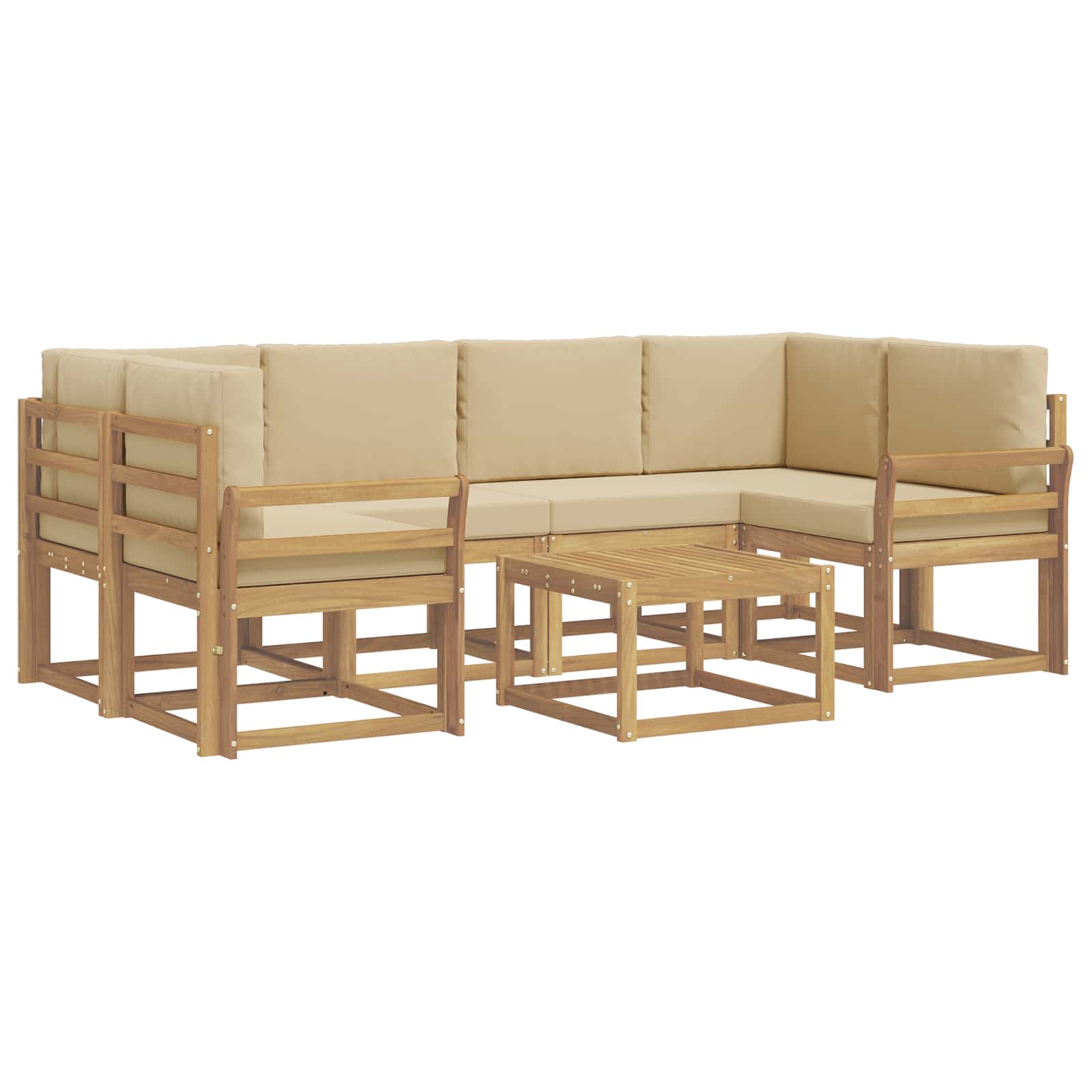 vidaXL Zestaw sof na zewnątrz z poduszką 7 pcs Biały i Beżowy