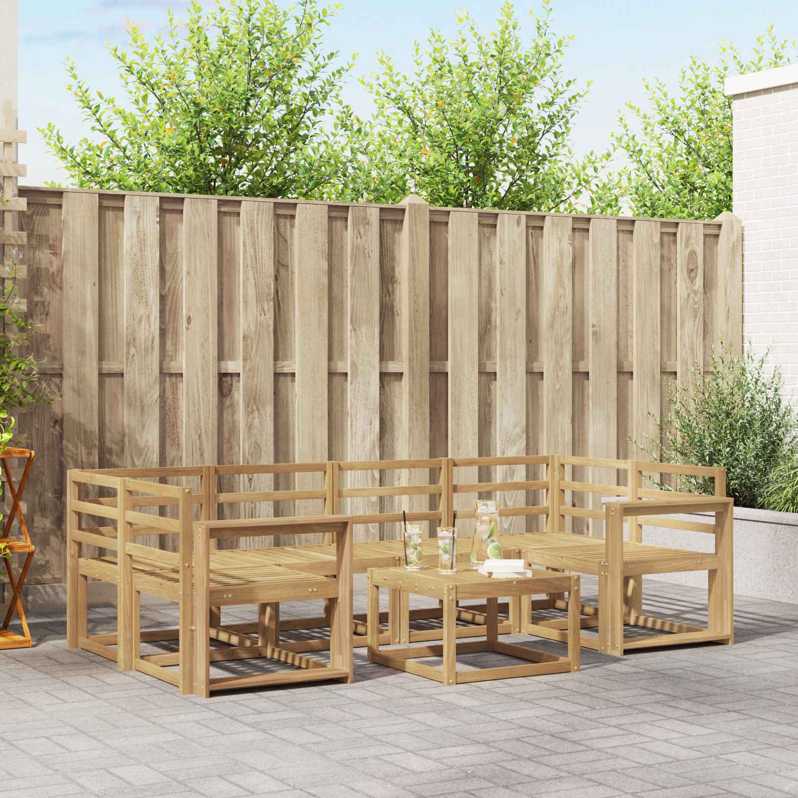 vidaXL Zestaw sof na zewnątrz 7 pcs Biały 59 x 59 x 37 cm