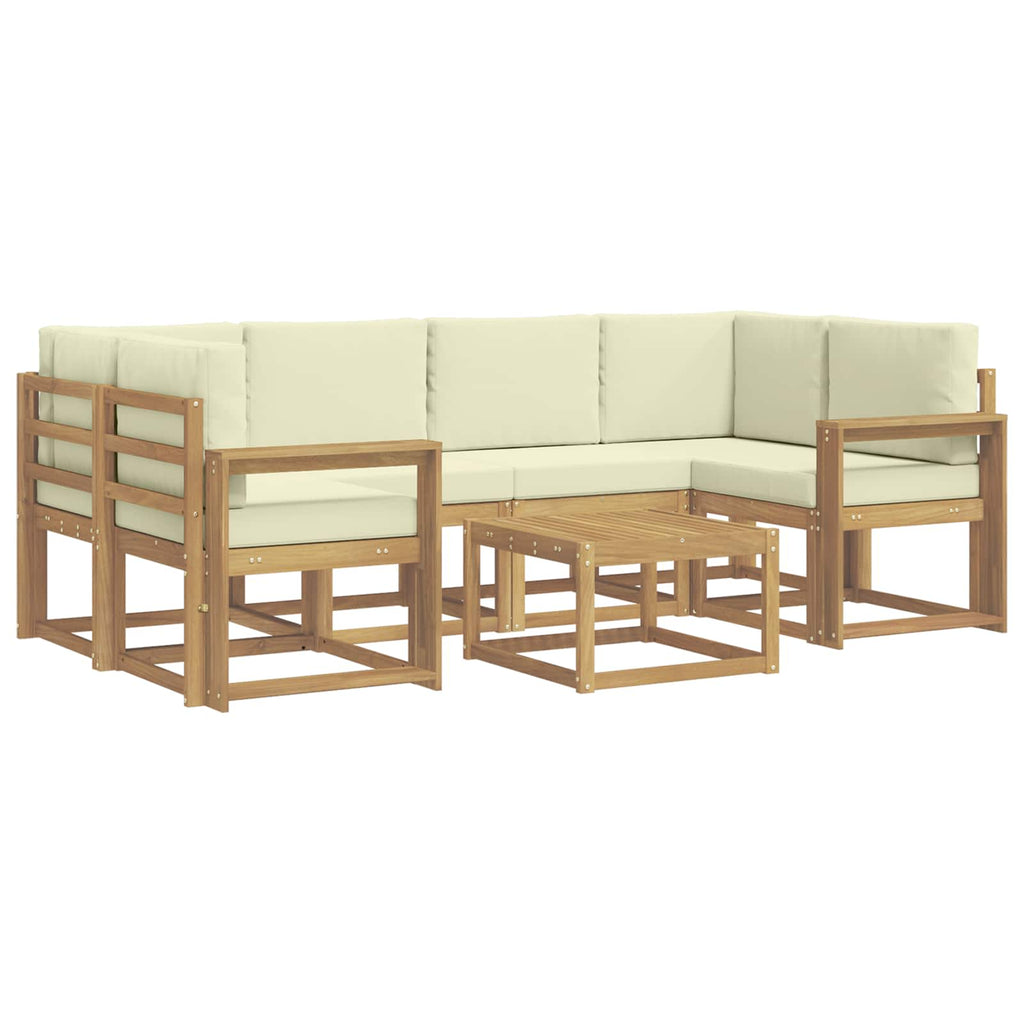 vidaXL Zestaw sof na zewnątrz z poduszką 7 pcs Biały i kremowy