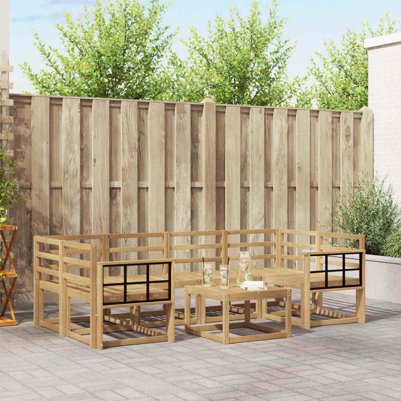 vidaXL Zestaw sof na zewnątrz 7 pcs Biały 59 x 59 x 37 cm