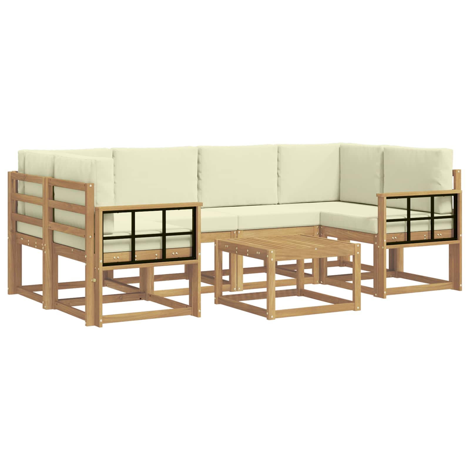 vidaXL Zestaw sof na zewnątrz z poduszką 7 pcs Biały i kremowy