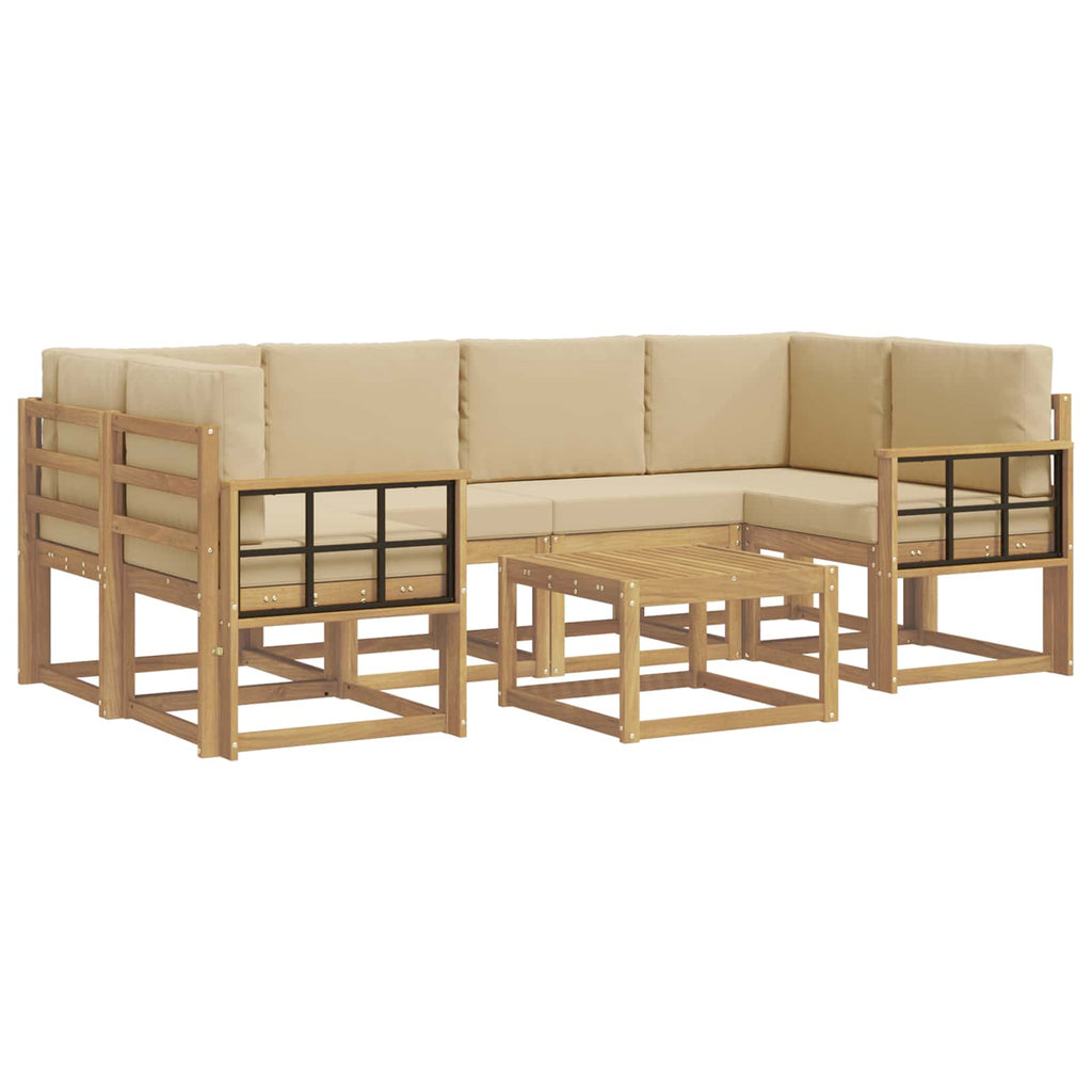 vidaXL Zestaw sof na zewnątrz z poduszką 7 pcs Biały i Beżowy