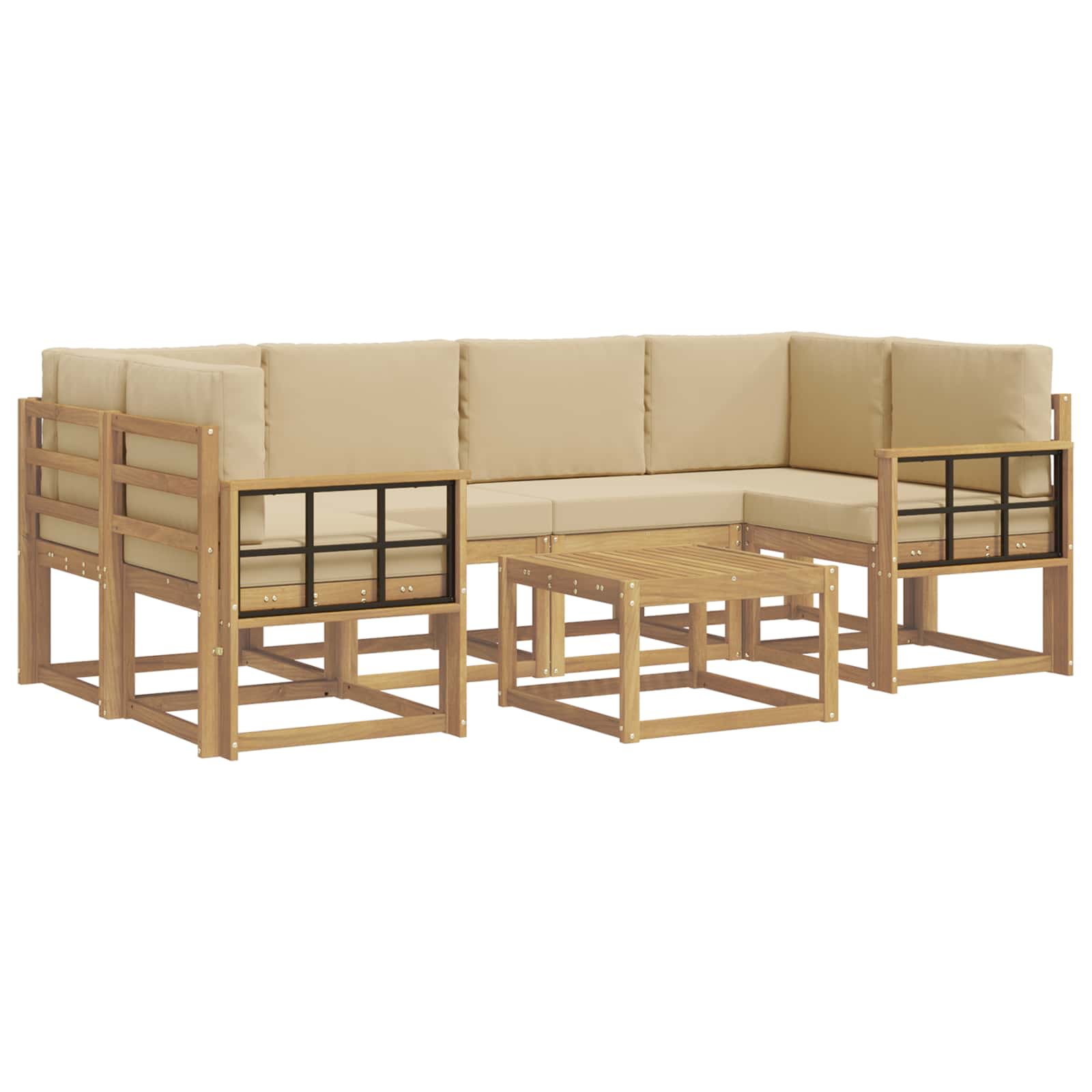 vidaXL Zestaw sof na zewnątrz z poduszką 7 pcs Biały i Beżowy