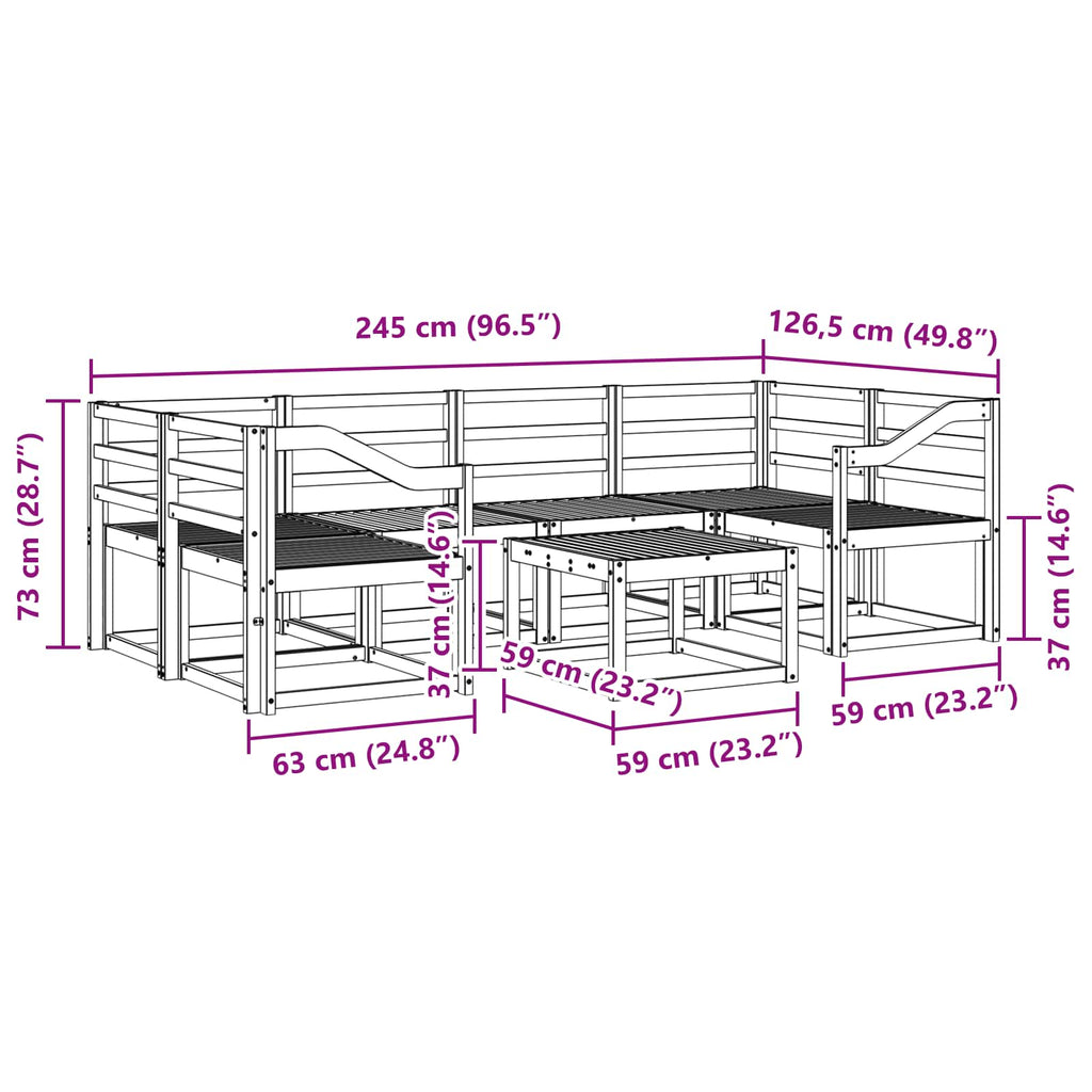 vidaXL Zestaw sof na zewnątrz 7 pcs Biały 59 x 59 x 37 cm