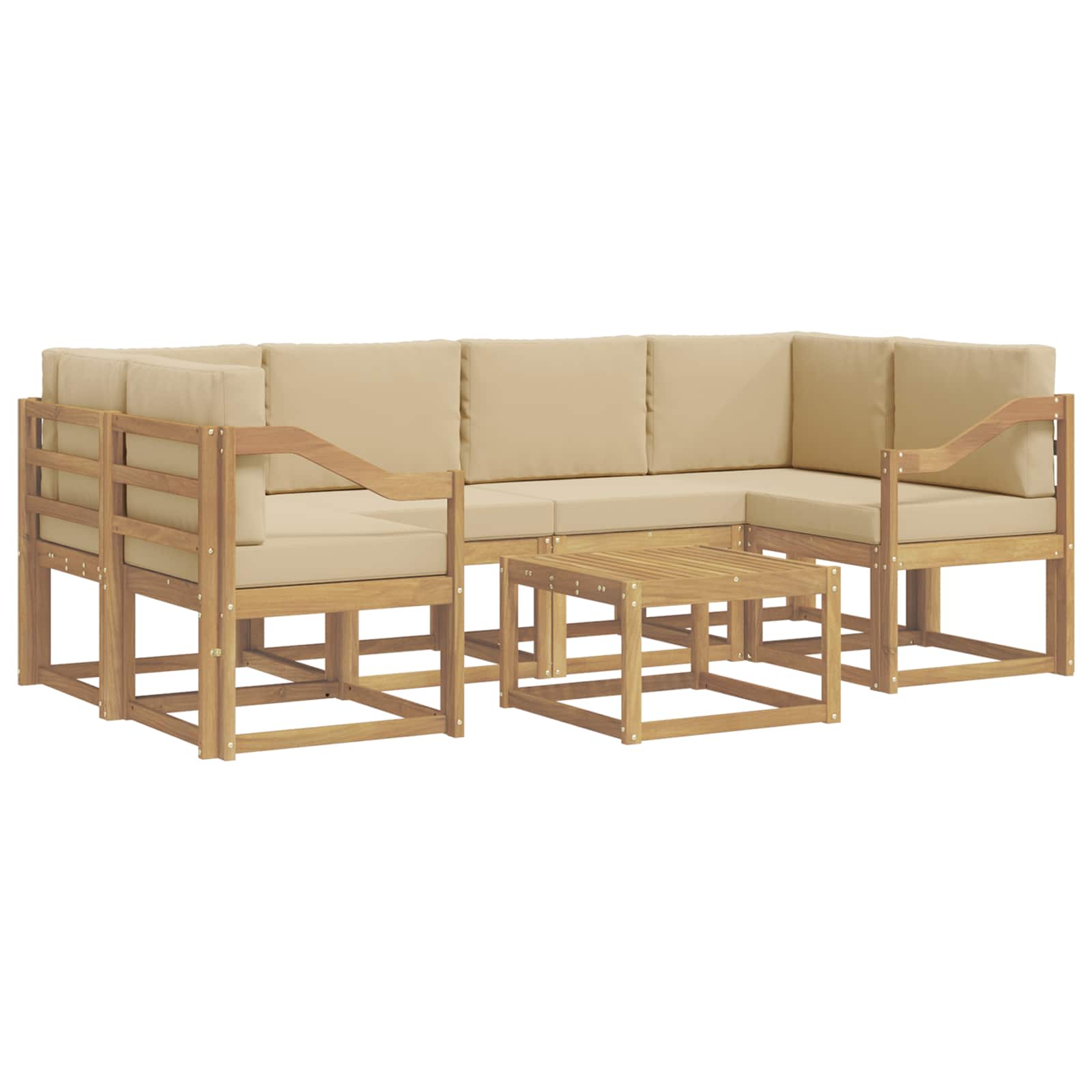 vidaXL Zestaw sof na zewnątrz z poduszką 7 pcs Biały i Beżowy
