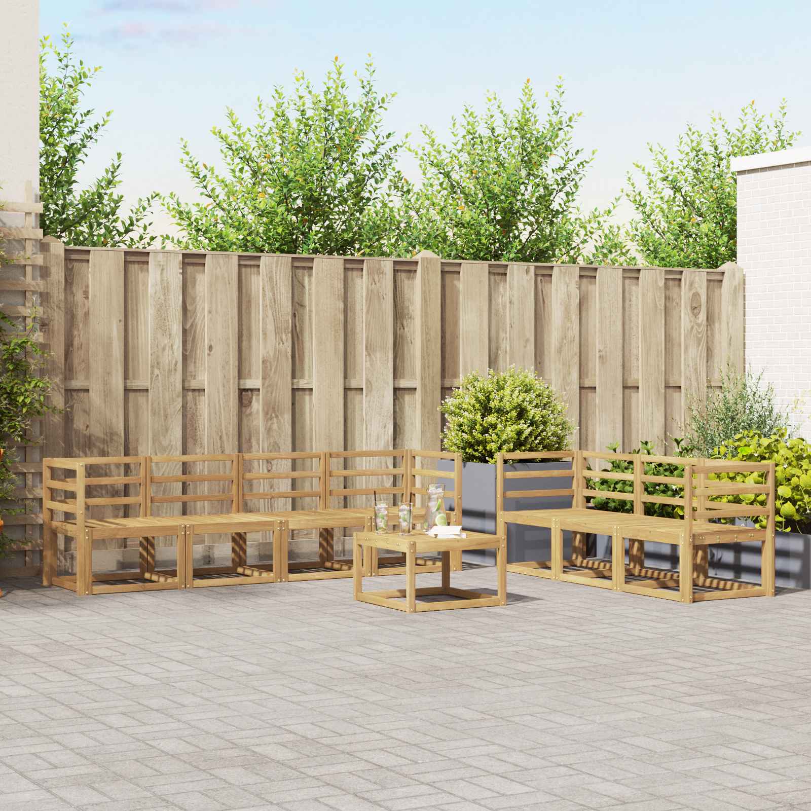 vidaXL Zestaw sof na zewnątrz 8 pcs Biały 59 x 59 x 37 cm