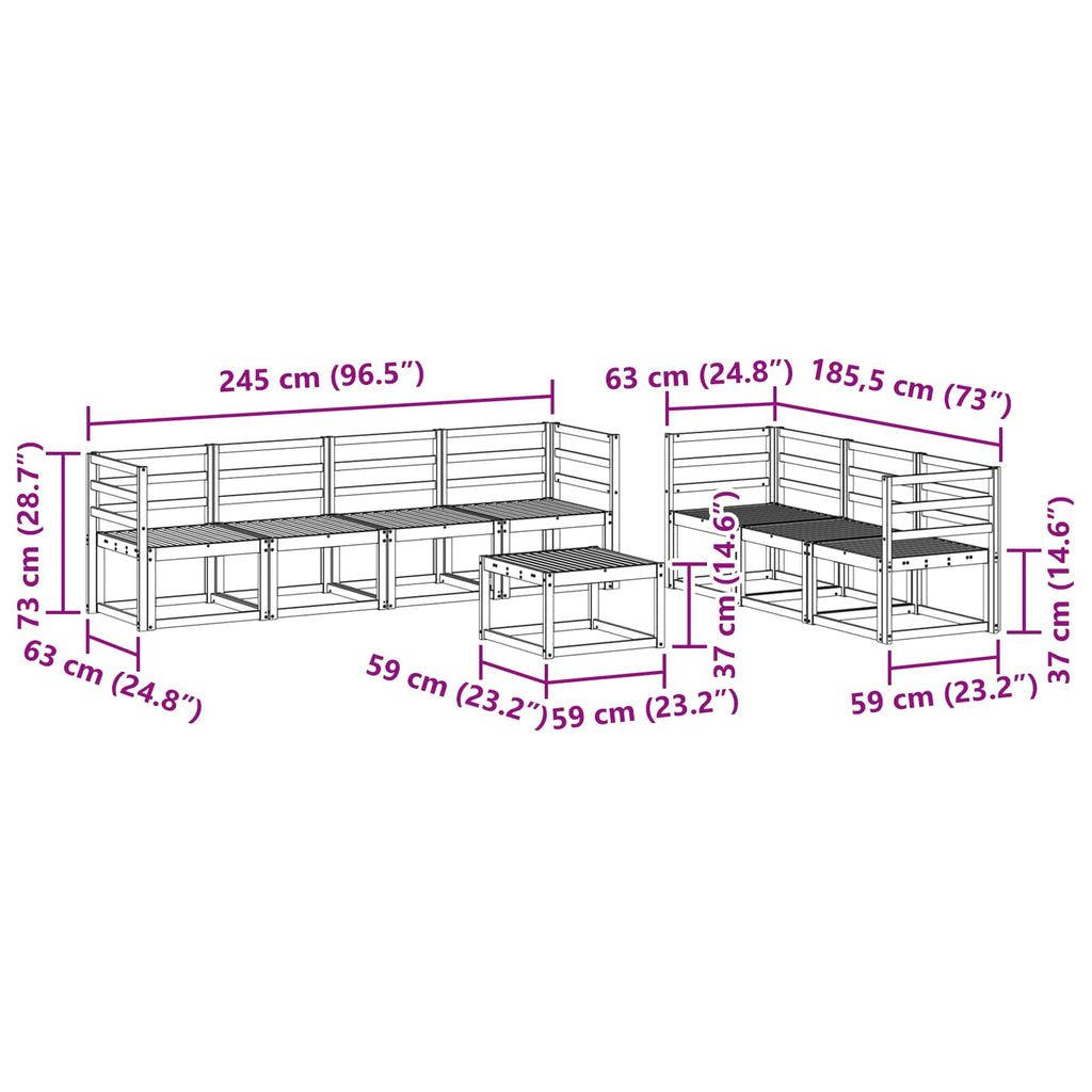 vidaXL Zestaw sof na zewnątrz 8 pcs Biały 59 x 59 x 37 cm