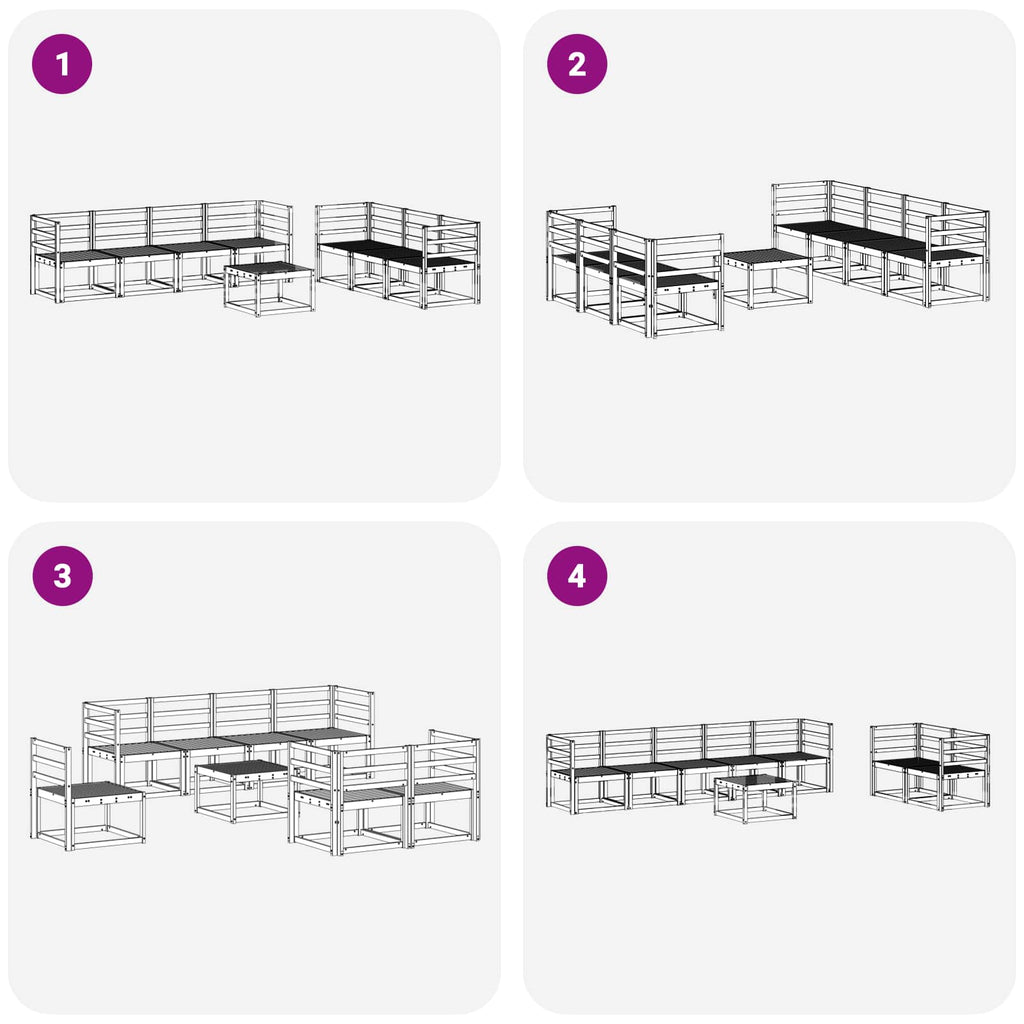 vidaXL Zestaw sof na zewnątrz 8 pcs Biały 59 x 59 x 37 cm