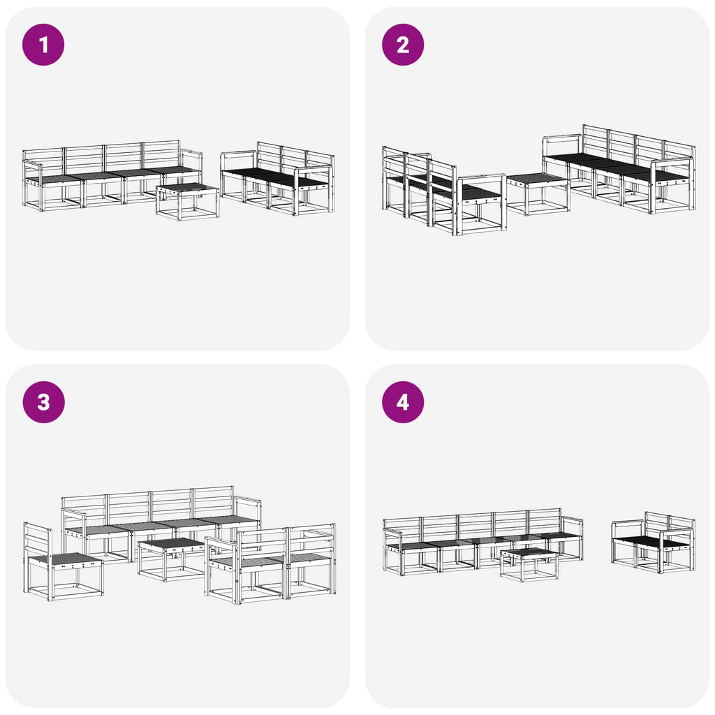 vidaXL Zestaw sof na zewnątrz 8 pcs Biały 59 x 59 x 37 cm