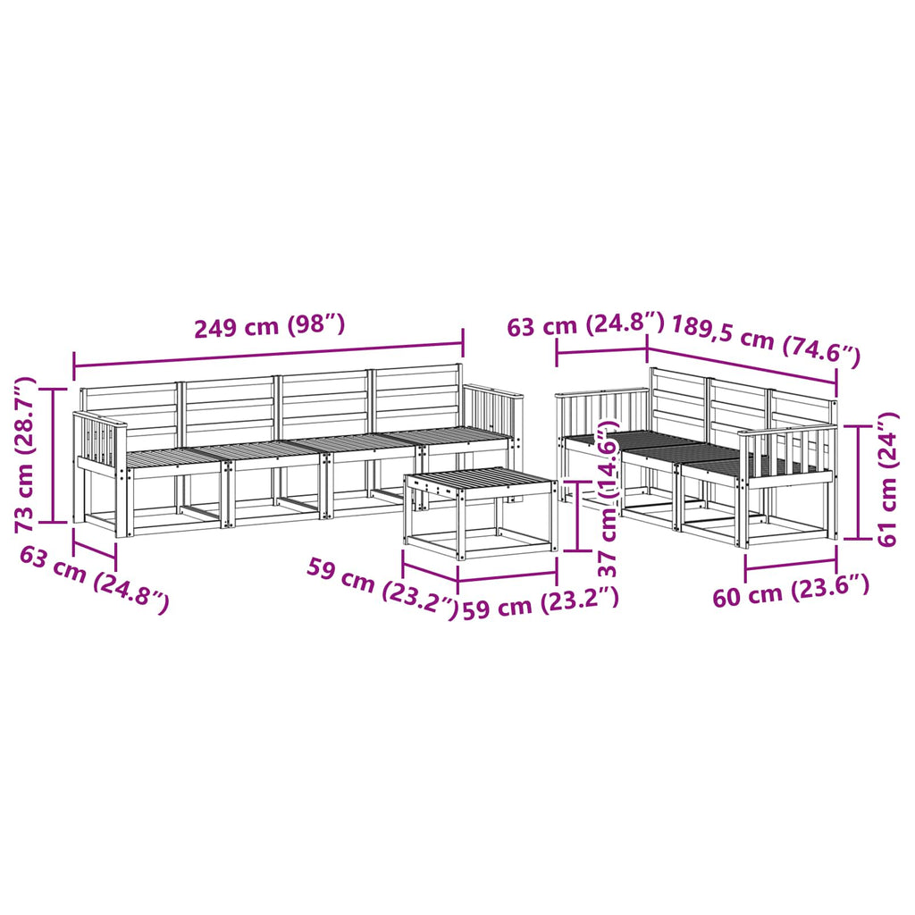 vidaXL Zestaw sof na zewnątrz 8 pcs Biały 59 x 59 x 37 cm