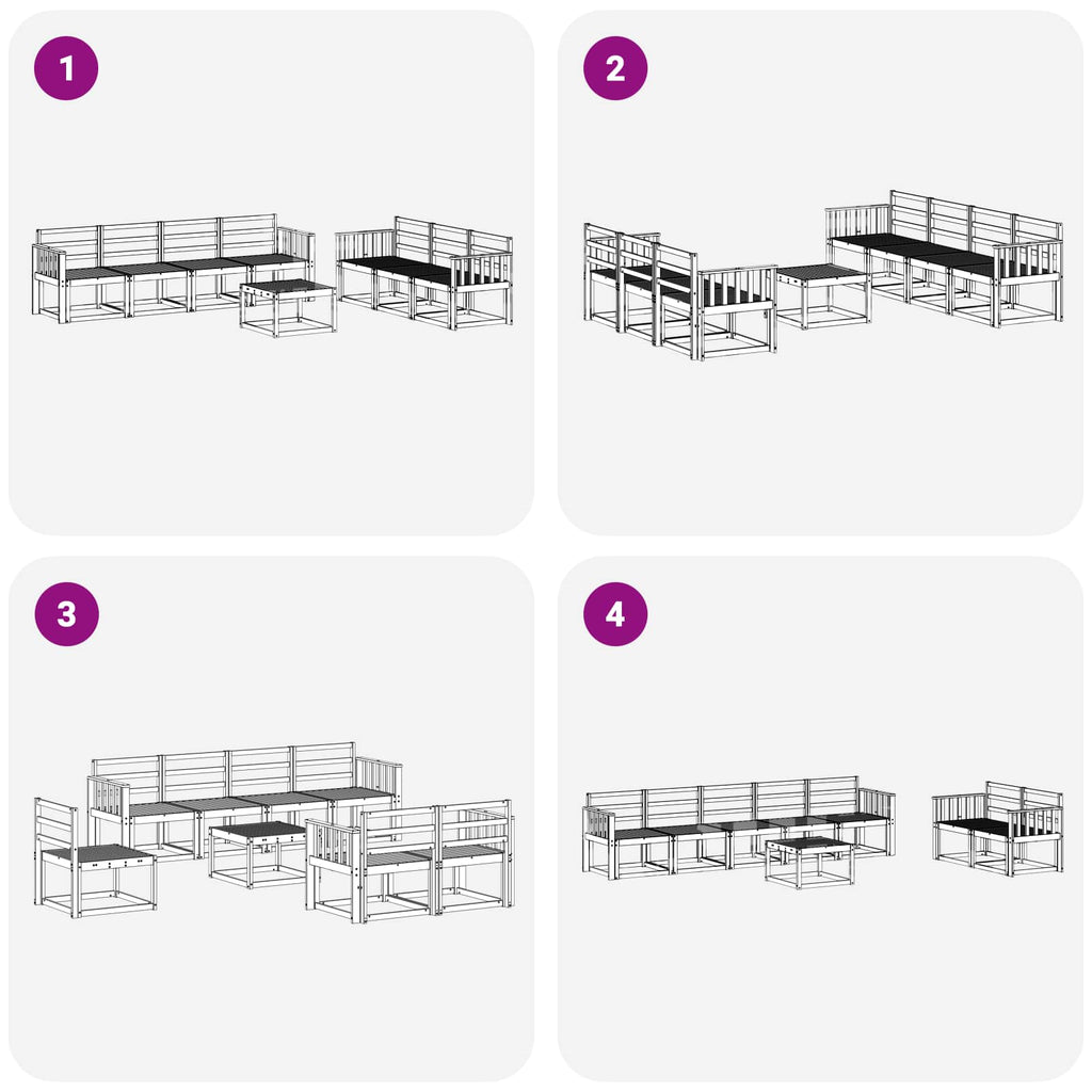 vidaXL Zestaw sof na zewnątrz 8 pcs Biały 59 x 59 x 37 cm