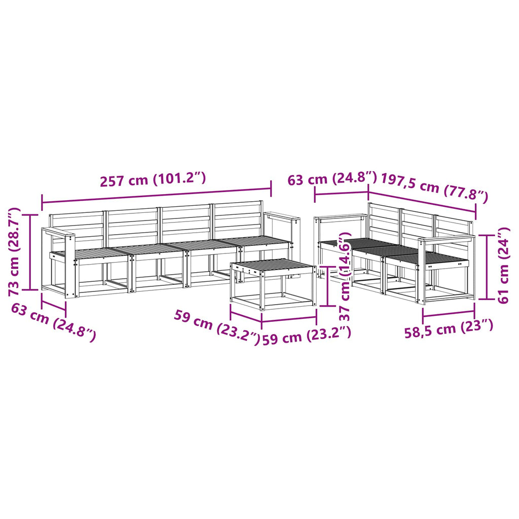 vidaXL Zestaw sof na zewnątrz 8 pcs Biały 59 x 59 x 37 cm