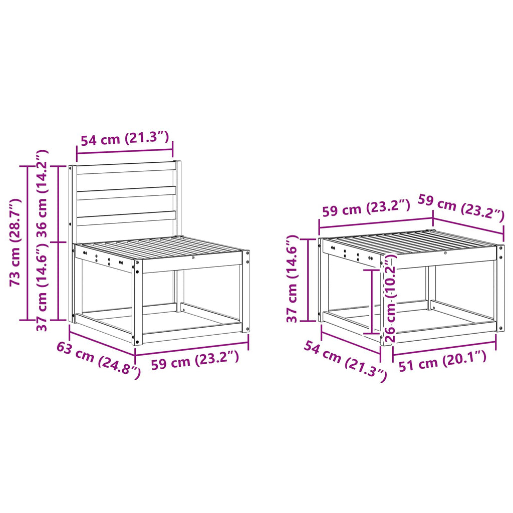 vidaXL Zestaw sof na zewnątrz 8 pcs Biały 59 x 59 x 37 cm