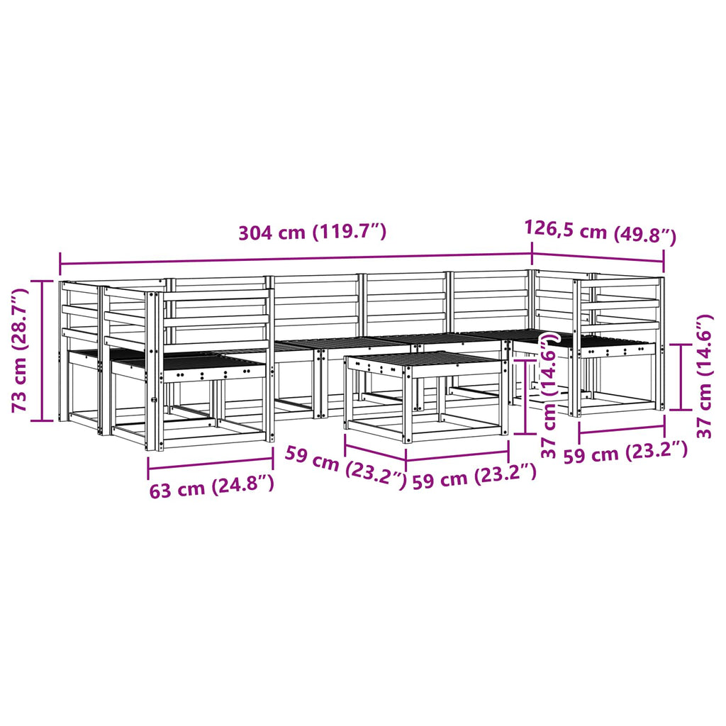 vidaXL Zestaw sof na zewnątrz 8 pcs Biały 59 x 59 x 37 cm