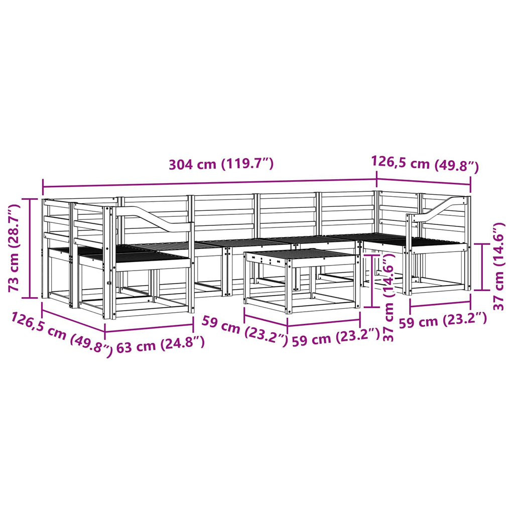 vidaXL Zestaw sof na zewnątrz 8 pcs Biały 59 x 59 x 37 cm
