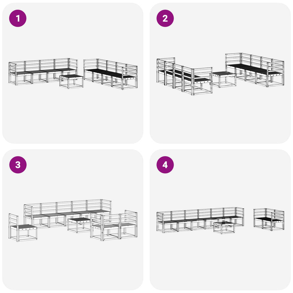 vidaXL Zestaw sof na zewnątrz 9 pcs Biały 59 x 59 x 37 cm