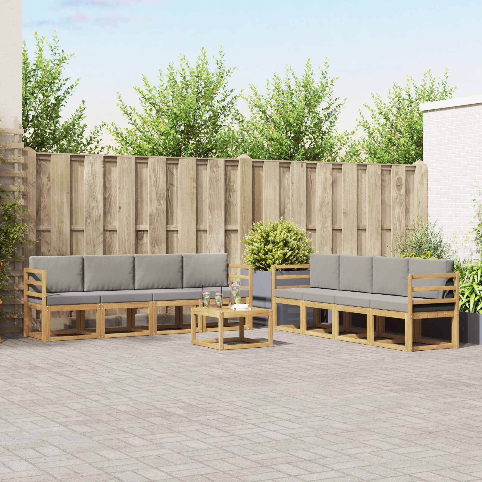 vidaXL Zestaw sof na zewnątrz 9 pcs Biały i jasnoszary 59 x 59 x 37 cm