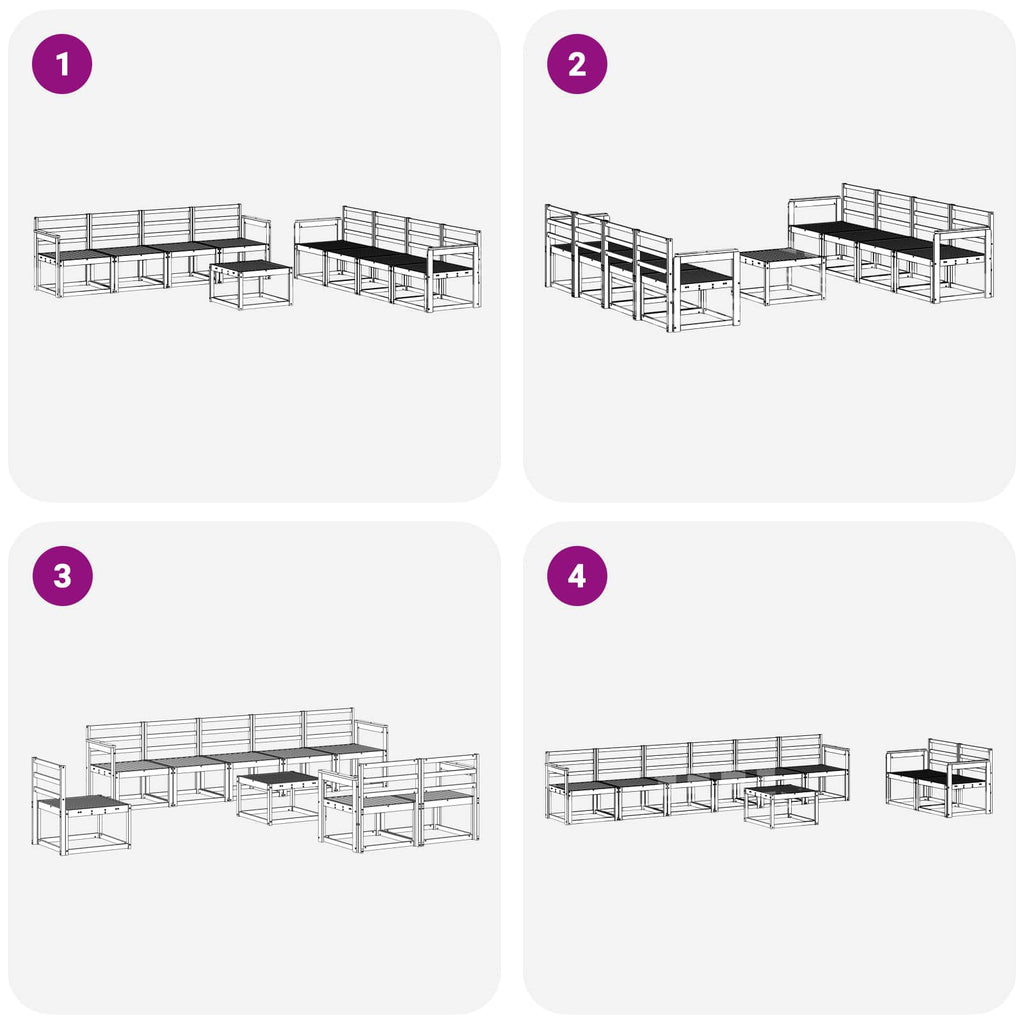 vidaXL Zestaw sof na zewnątrz 9 pcs Biały 59 x 59 x 37 cm