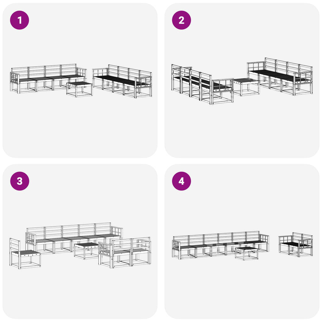 vidaXL Zestaw sof na zewnątrz 9 pcs Biały 59 x 59 x 37 cm